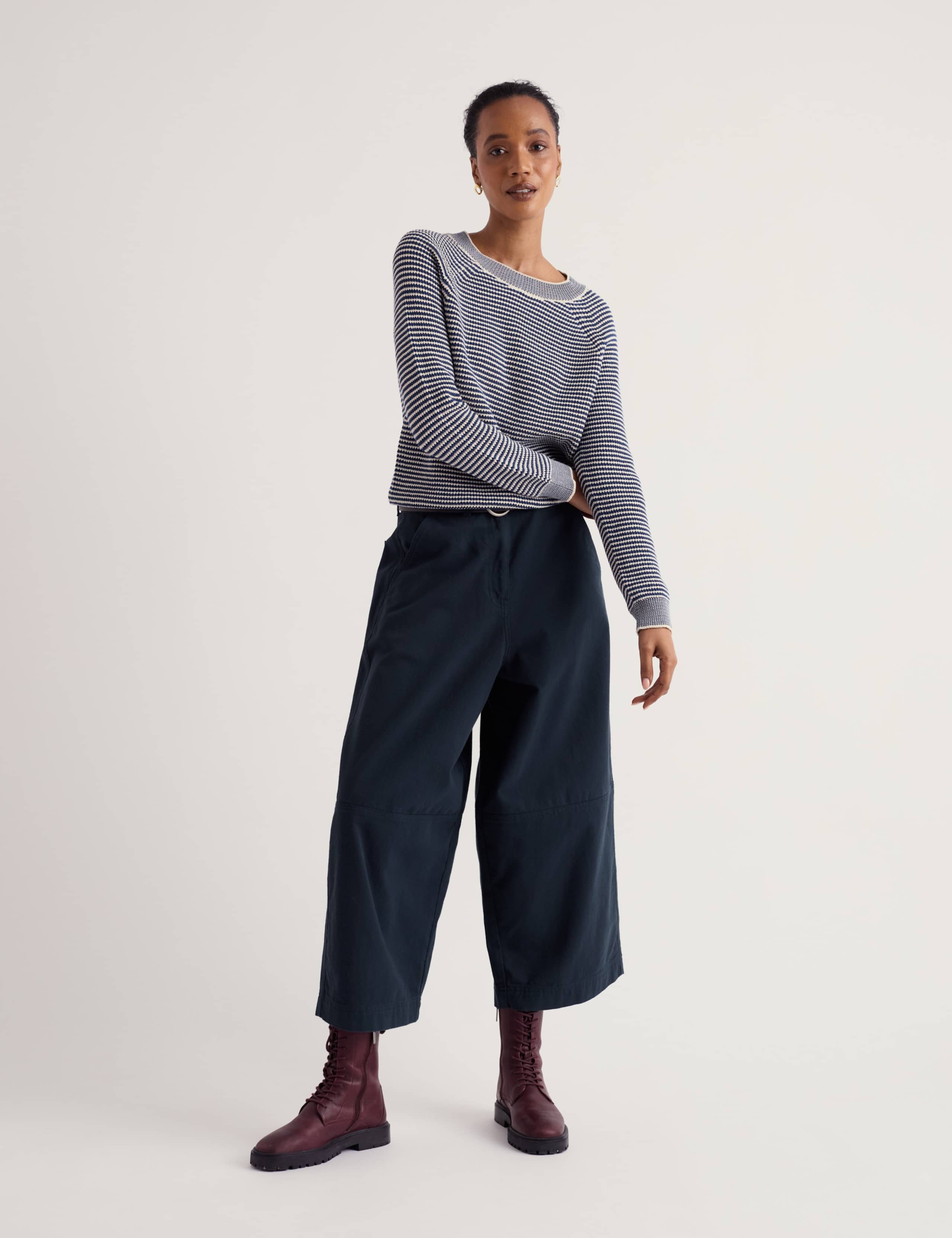 Pure Cotton Striped Relaxed Jumper 1 of 5
