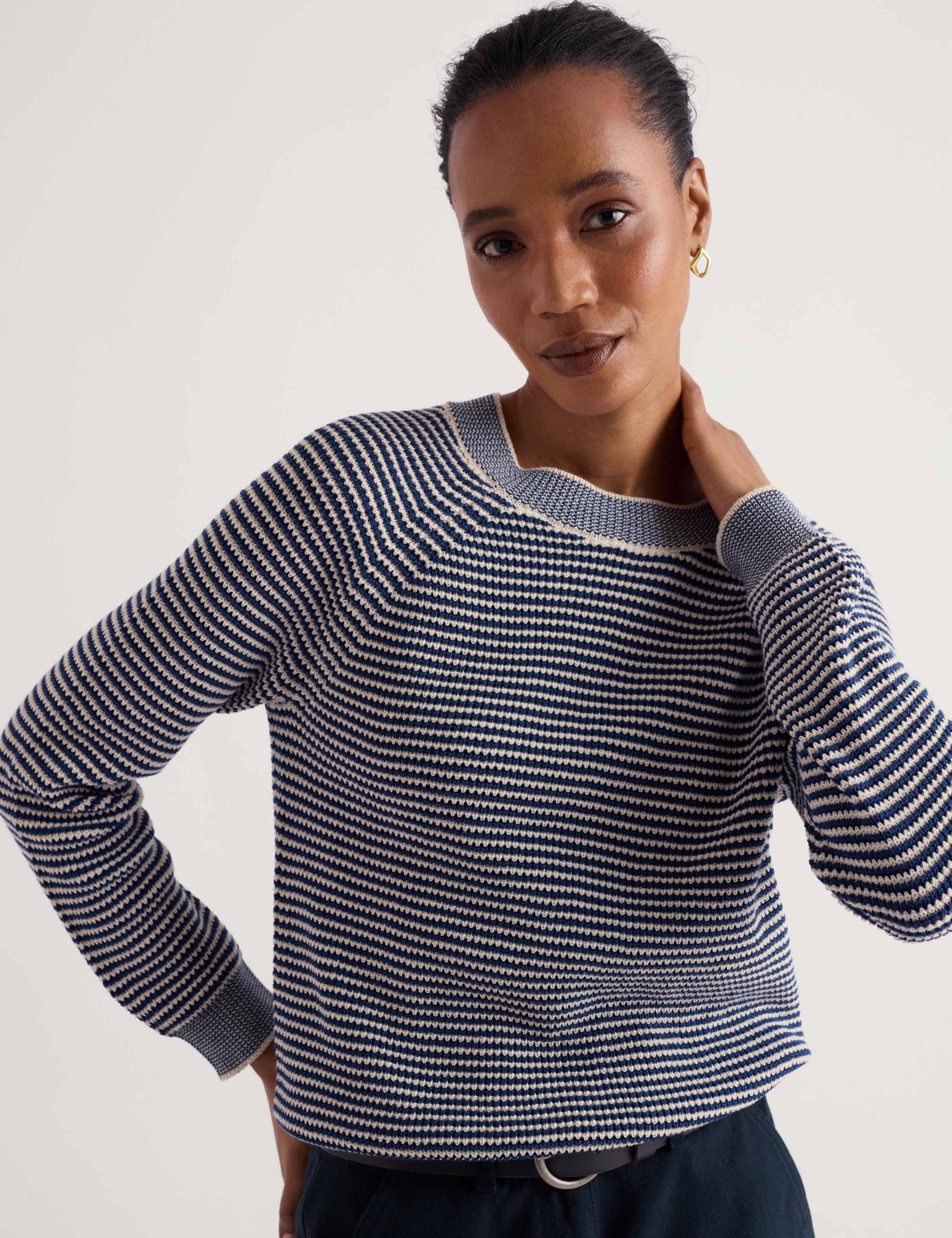 Pure Cotton Striped Relaxed Jumper 3 of 5