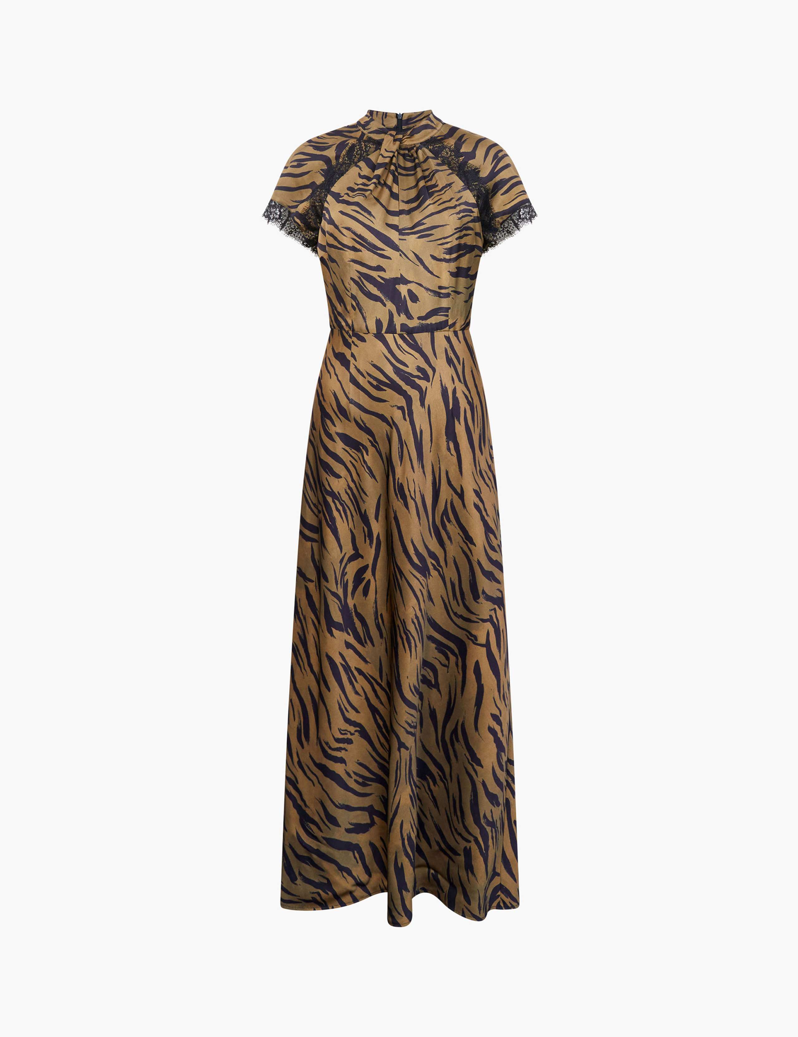 Satin Animal Print Midi Tea Dress 2 of 3