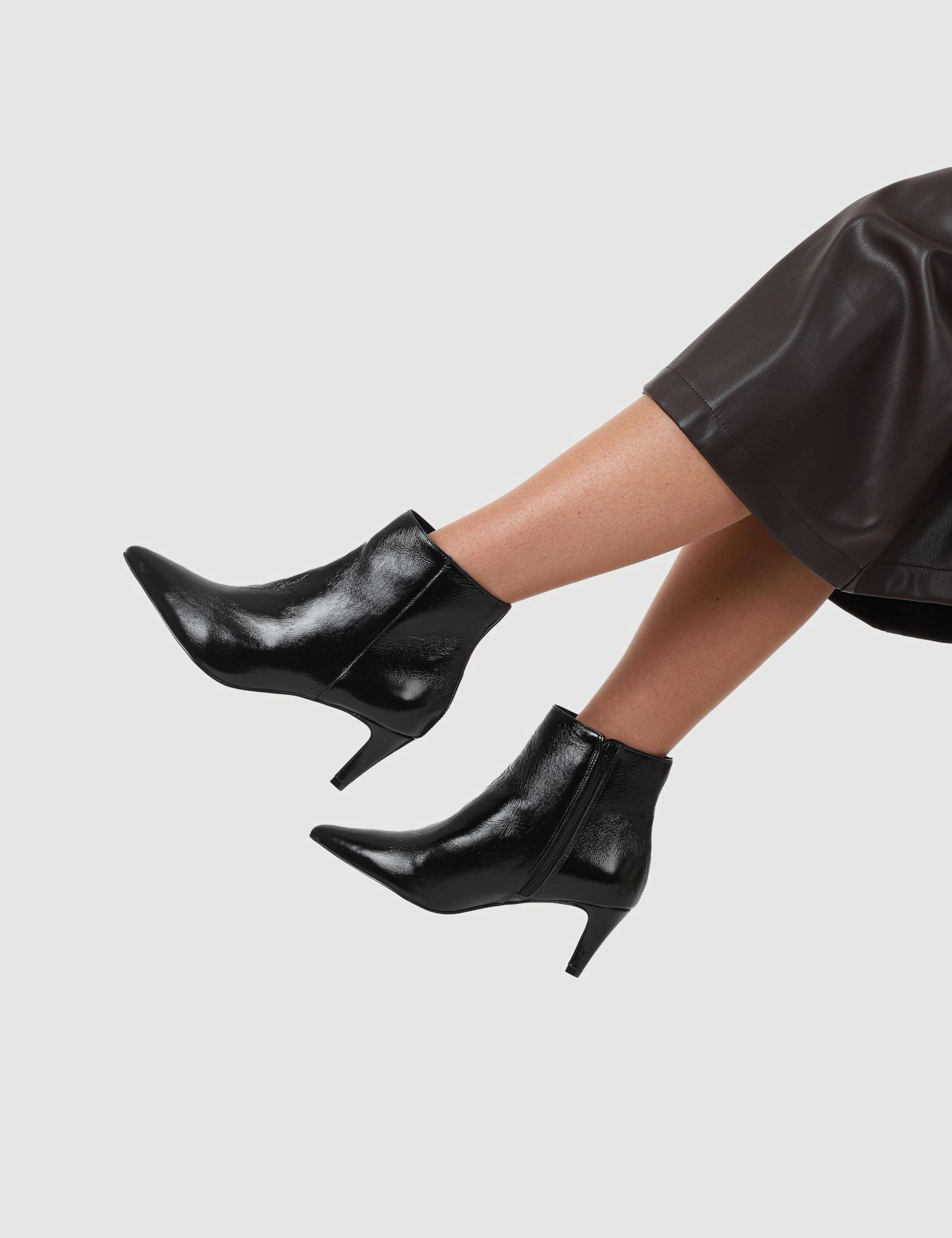 Leather Kitten Heel Ankle Boots 1 of 6