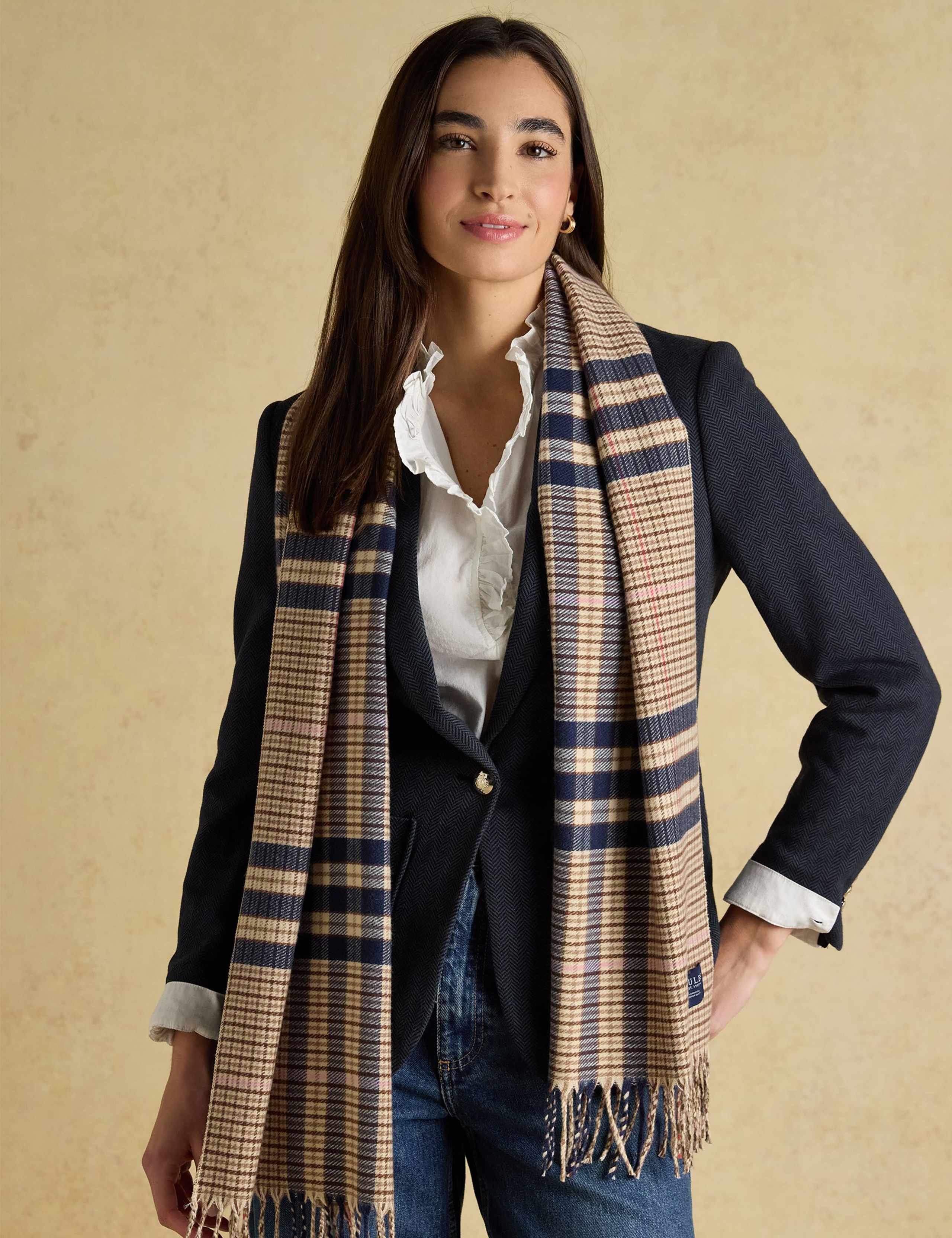 Checked Large Tassel Scarf 3 of 7