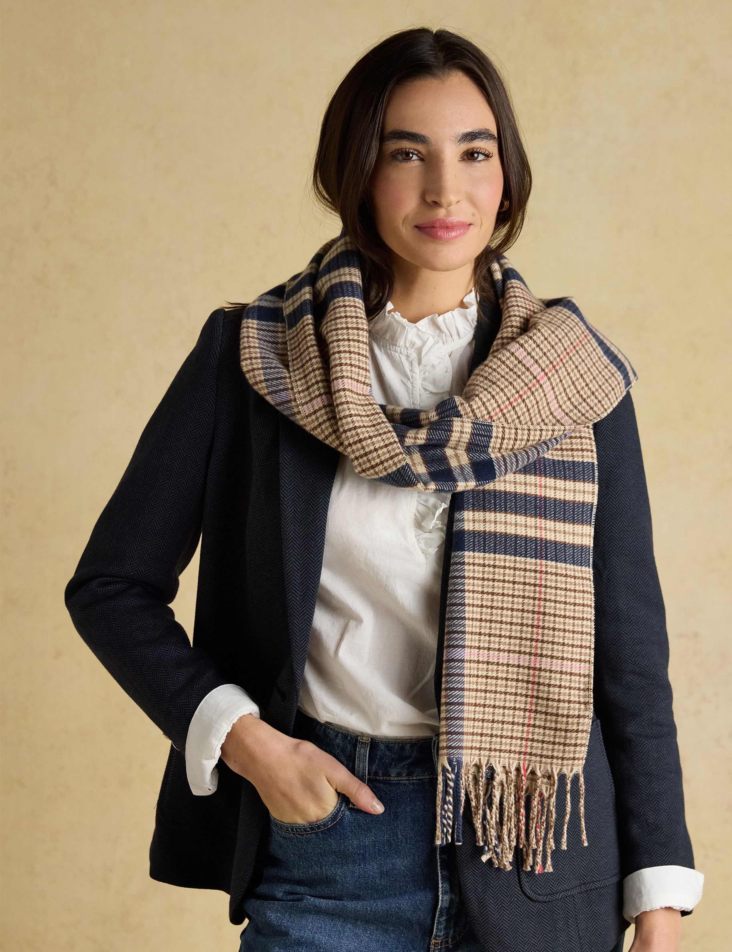 Checked Large Tassel Scarf 4 of 7