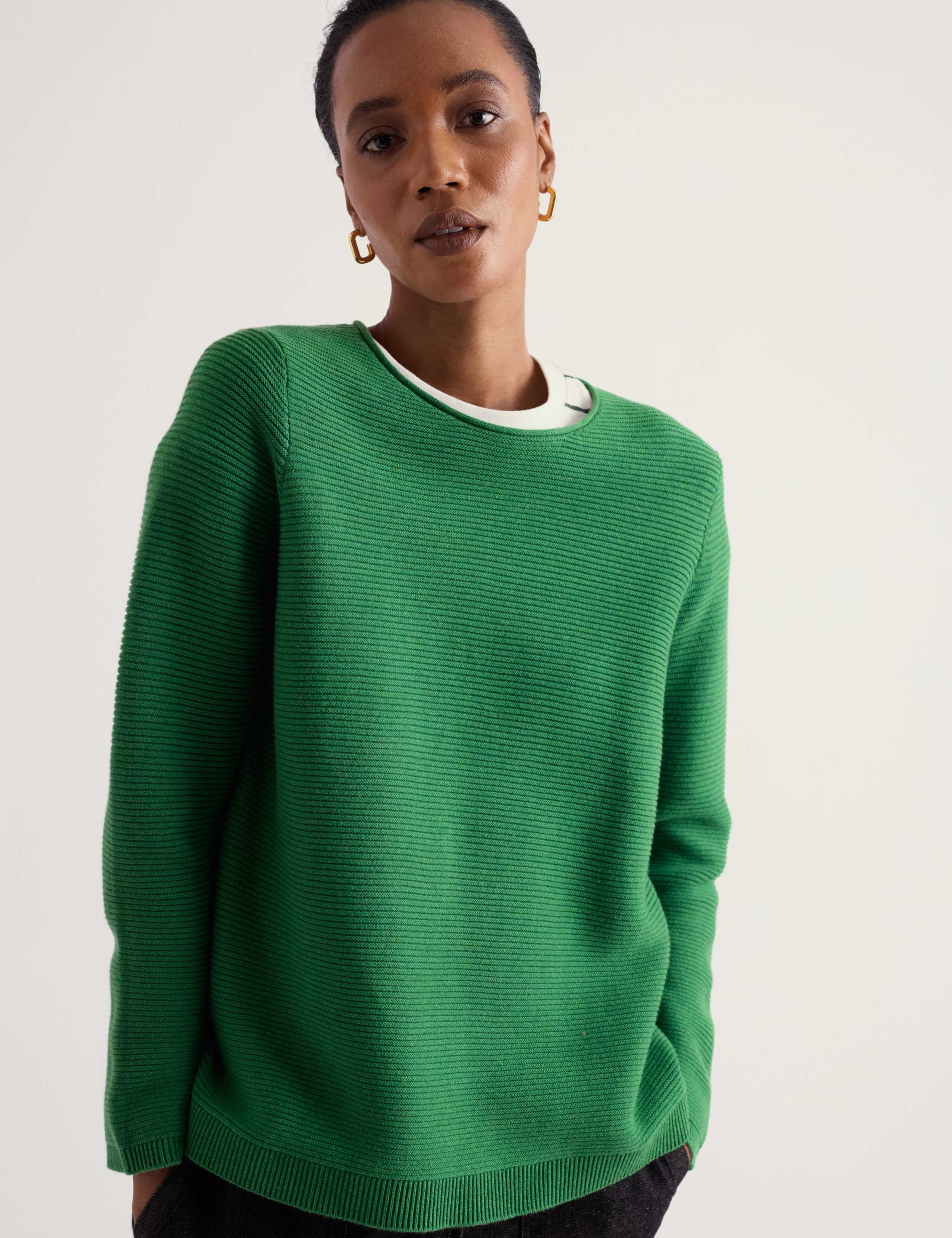 Pure Cotton Baat Neck Relaxed Jumper 3 of 5