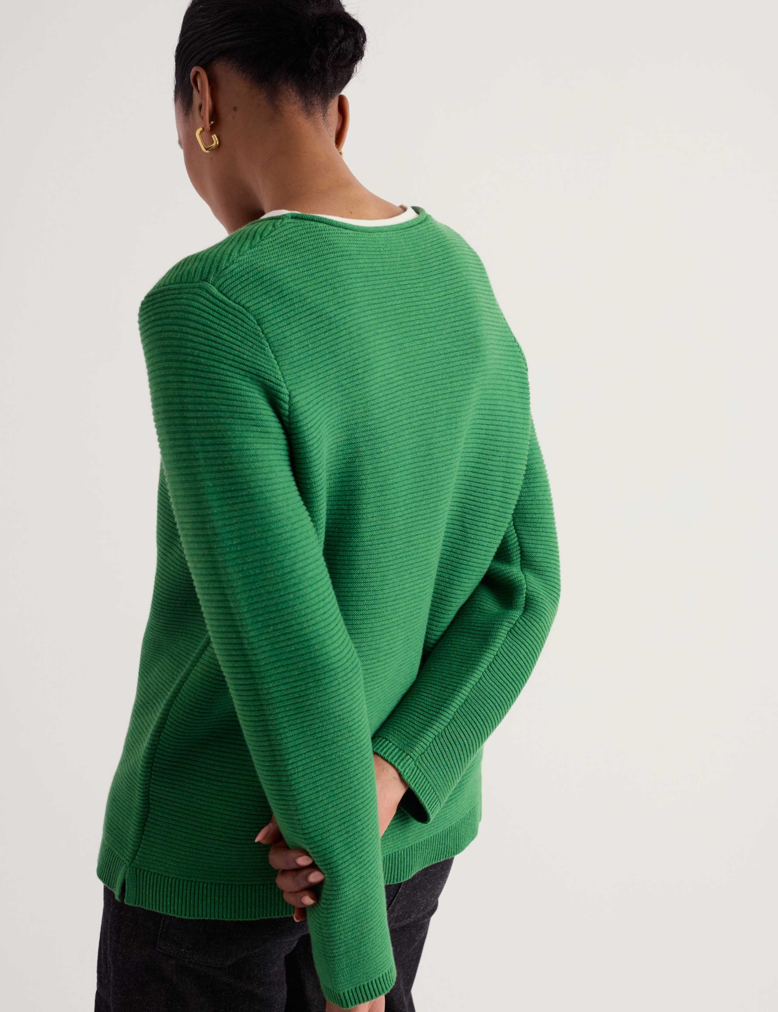 Pure Cotton Baat Neck Relaxed Jumper 4 of 5