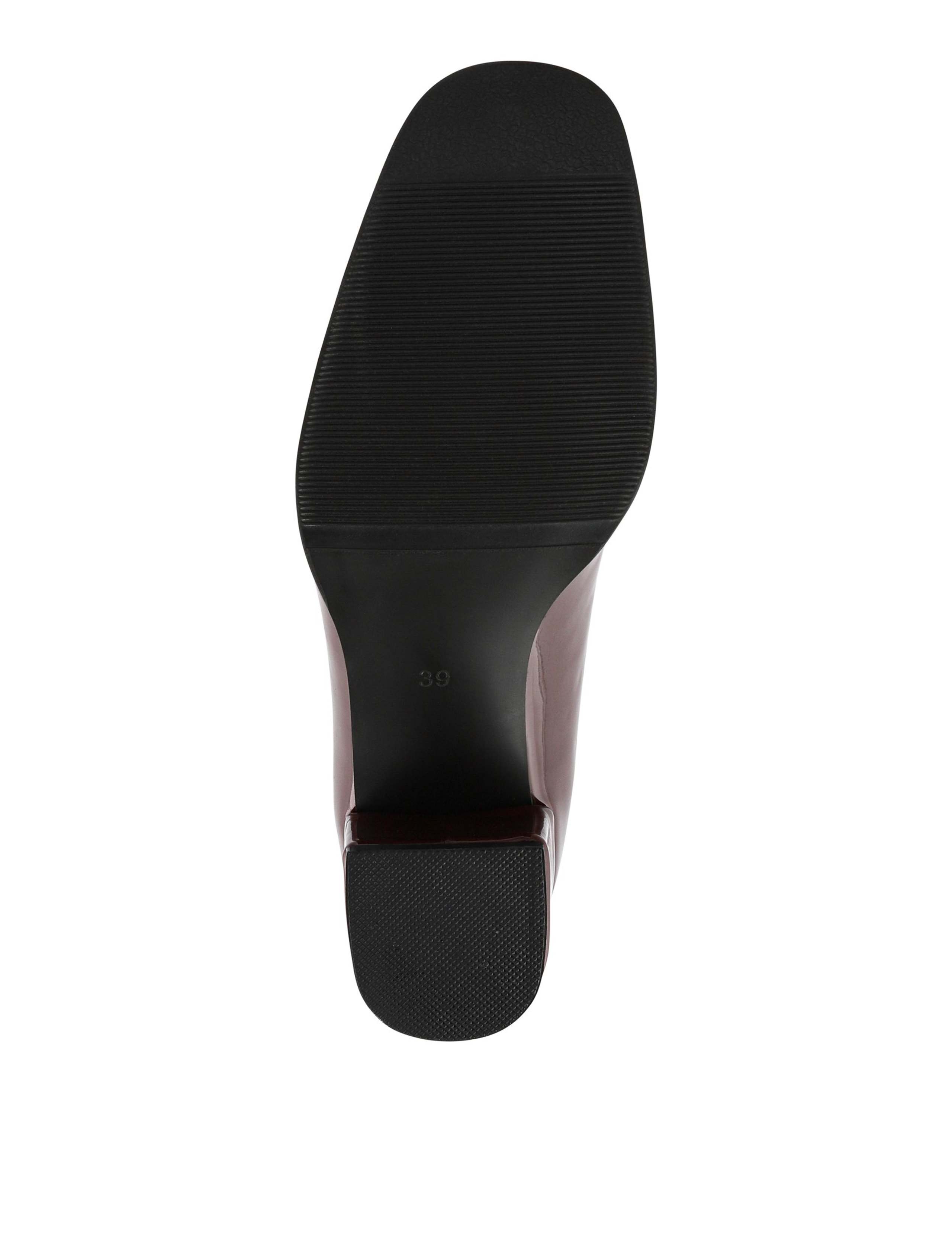 Leather Block Heel Square Toe Loafers 4 of 6
