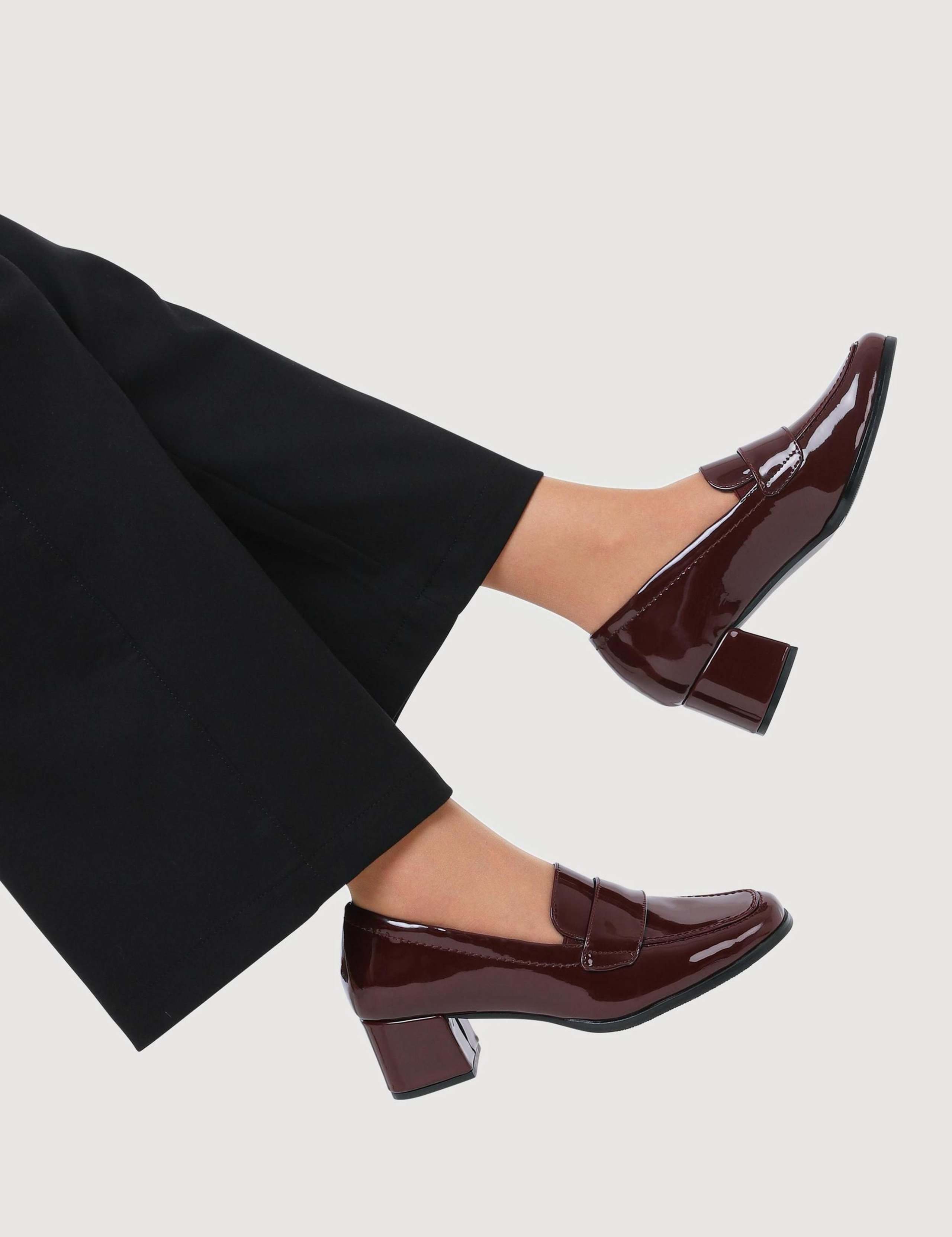 Leather Block Heel Square Toe Loafers 6 of 6