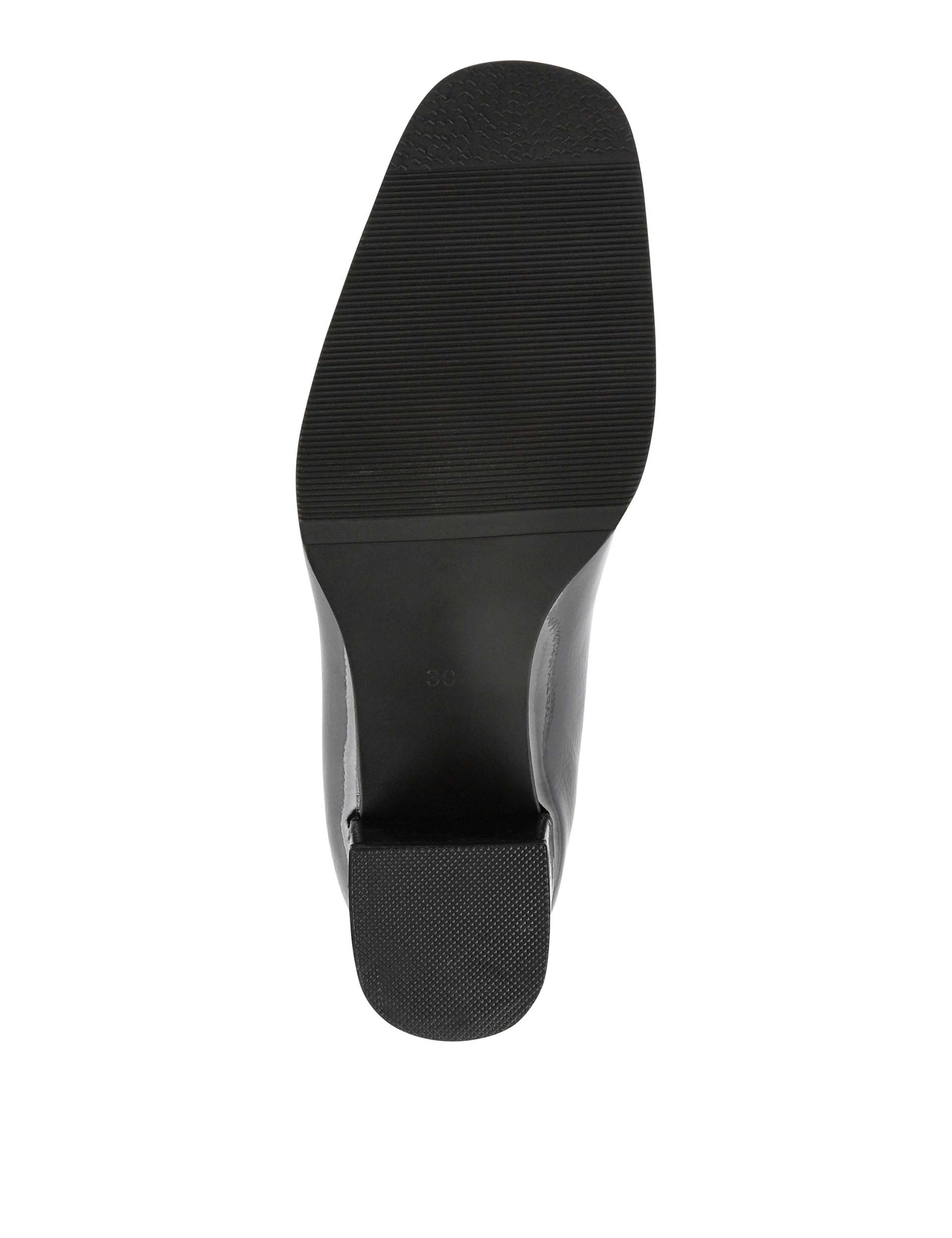 Leather Slip On Block Heel Square Toe Loafers 5 of 7