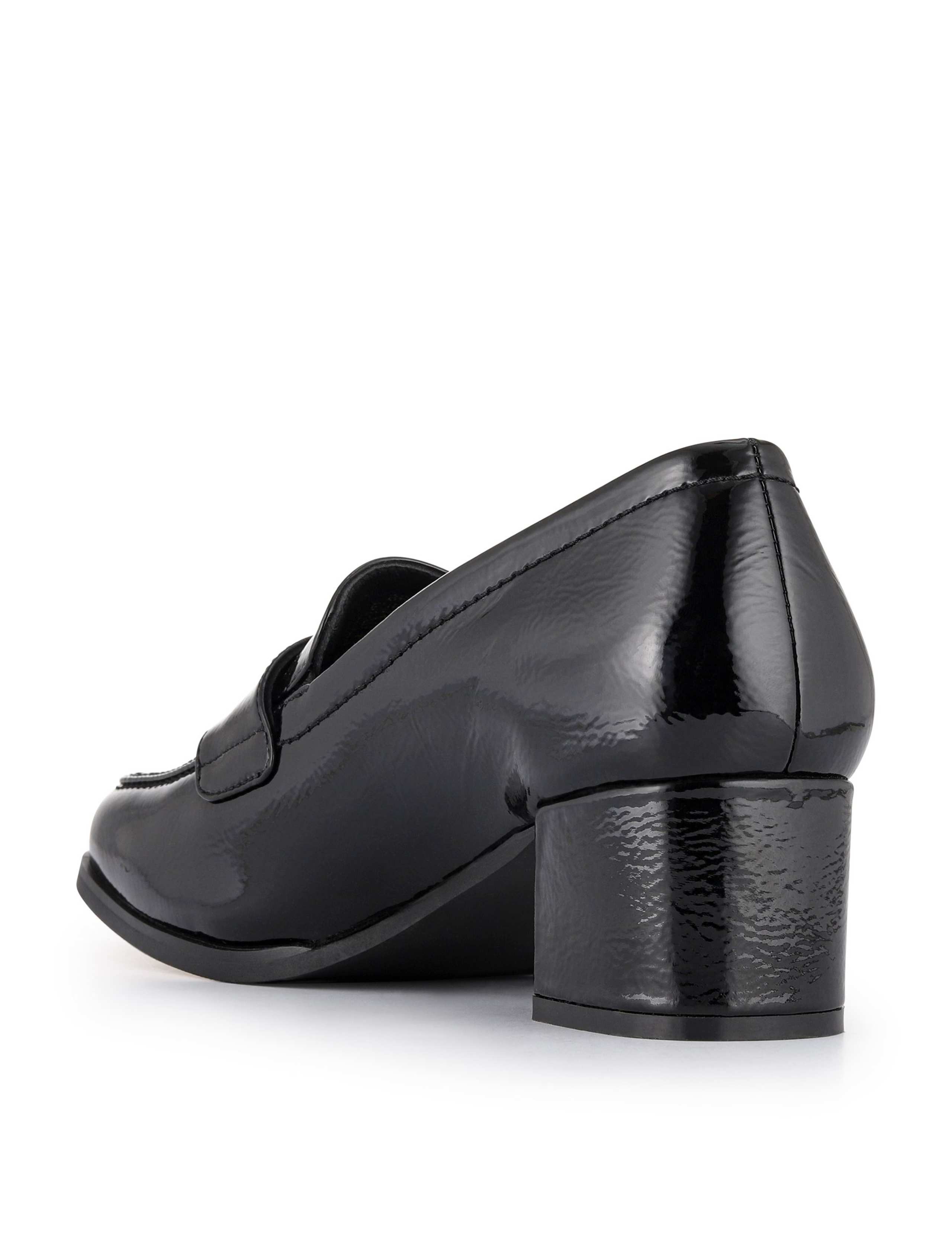 Leather Slip On Block Heel Square Toe Loafers 6 of 7
