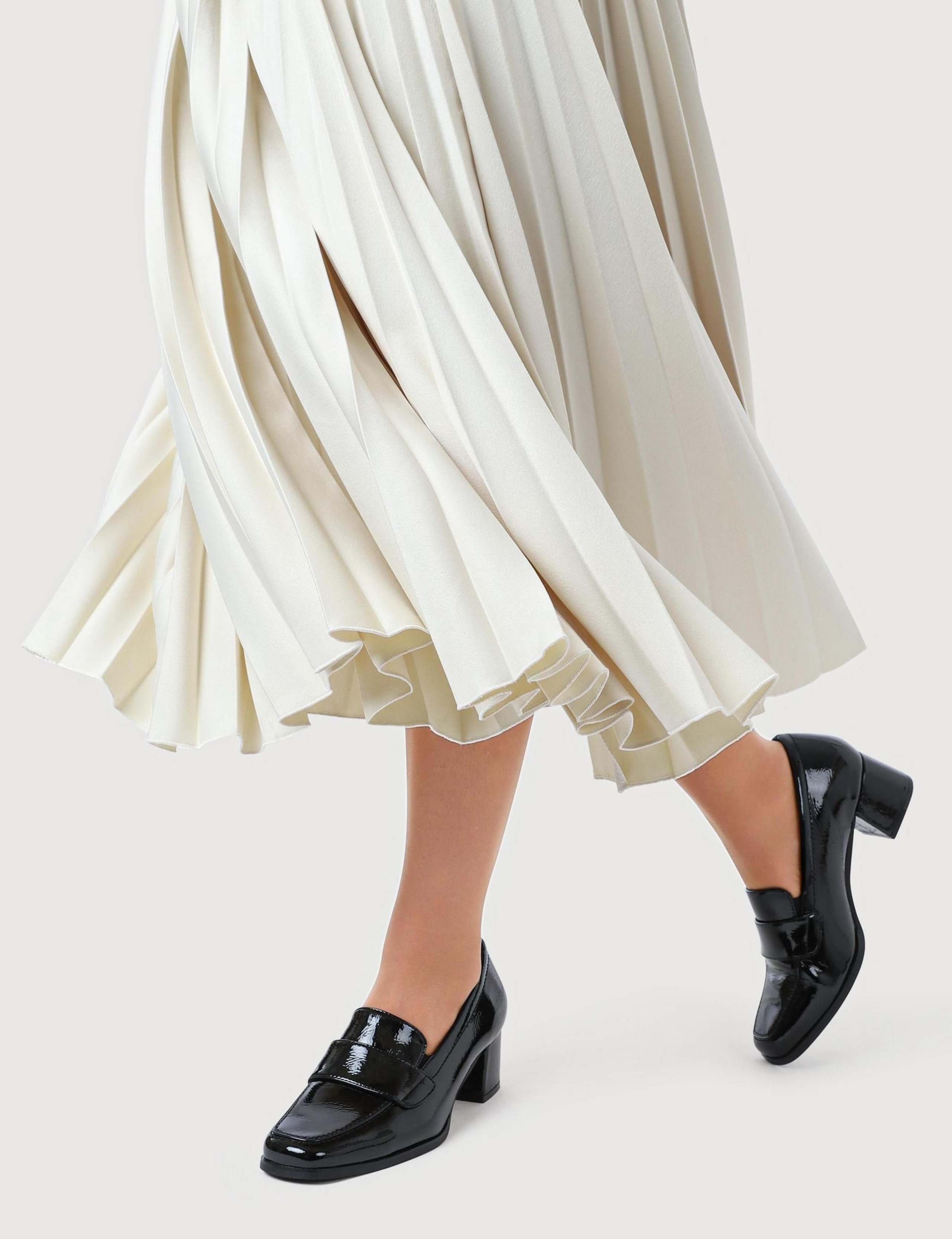 Leather Block Heel Almond Toe Loafers 7 of 7