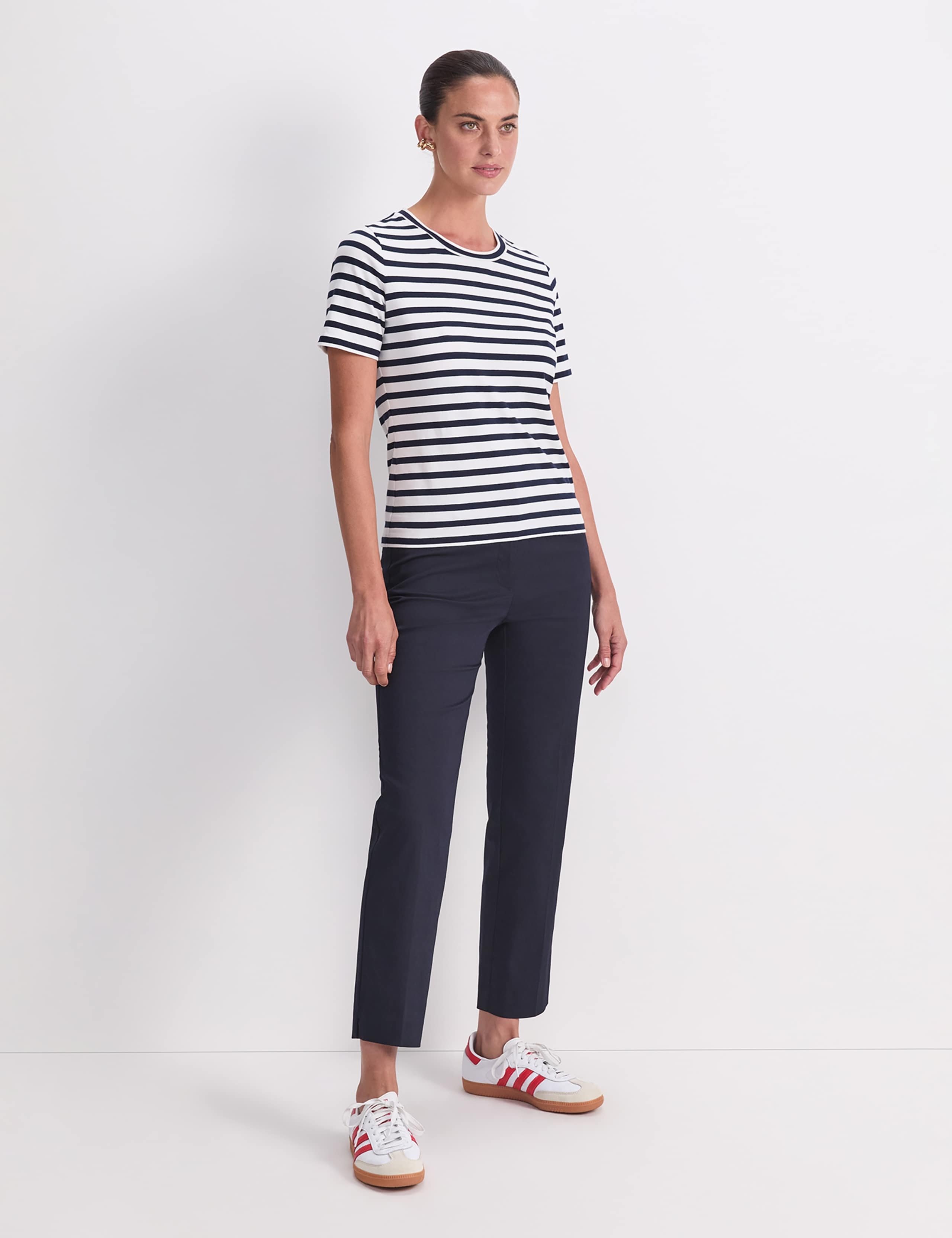 Cotton Rich Striped Crew Neck T-Shirt 2 of 6