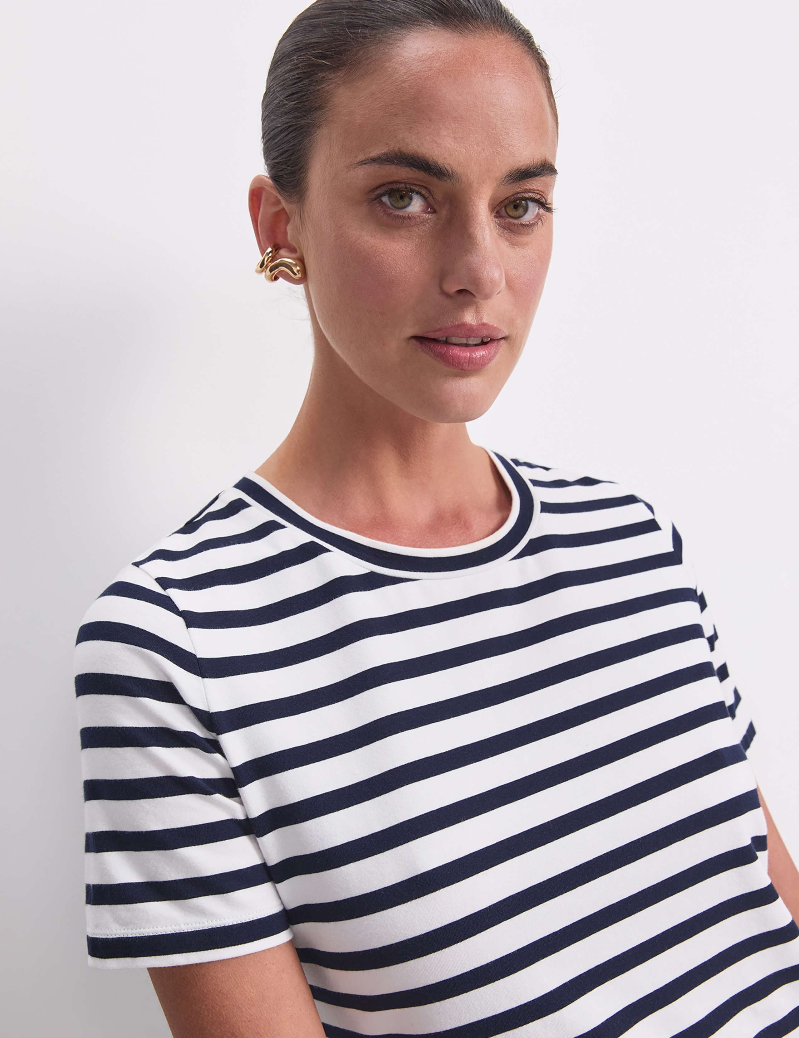 Cotton Rich Striped Crew Neck T-Shirt 5 of 6