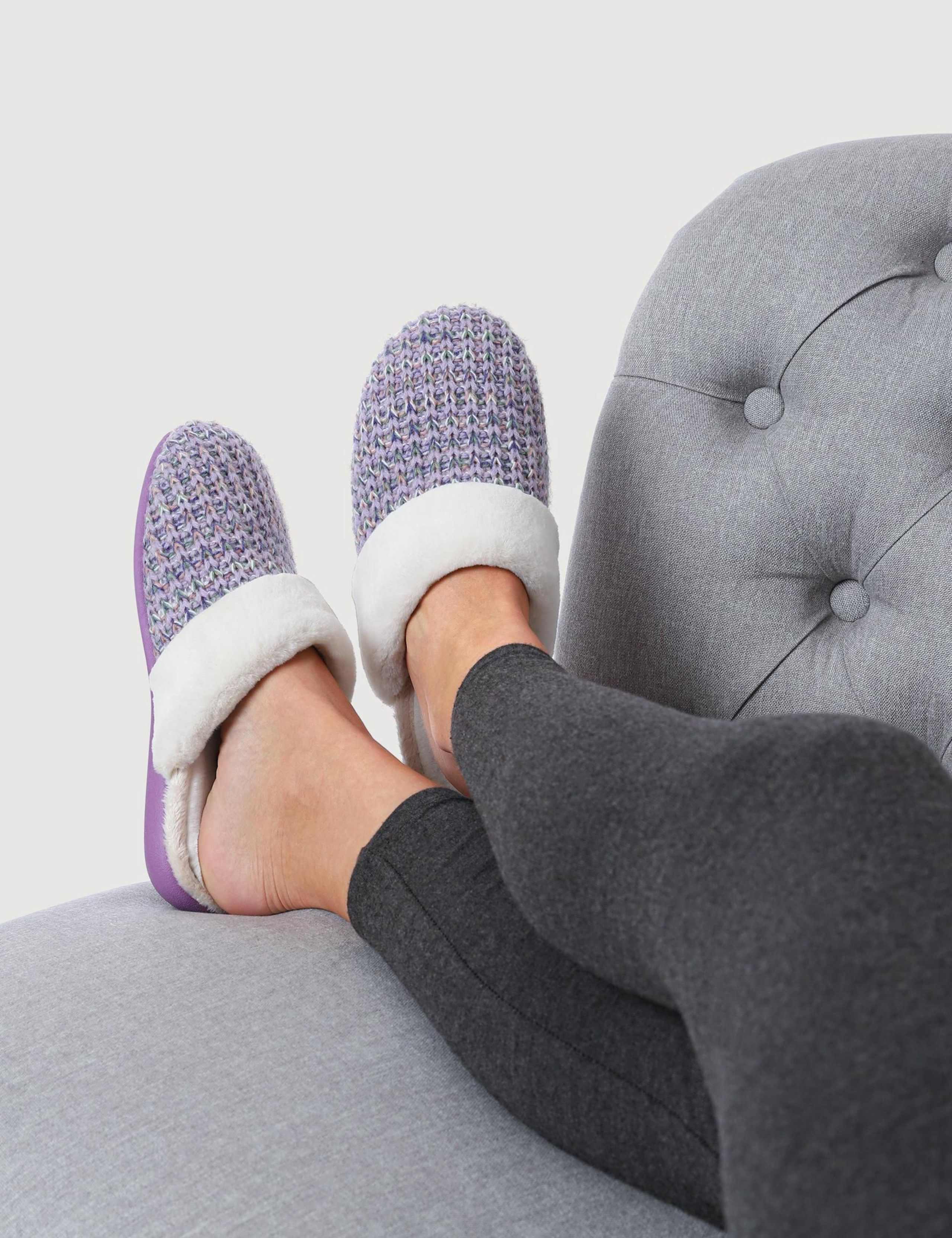 Knitted Faux Fur Cuff Mule Slippers 1 of 7