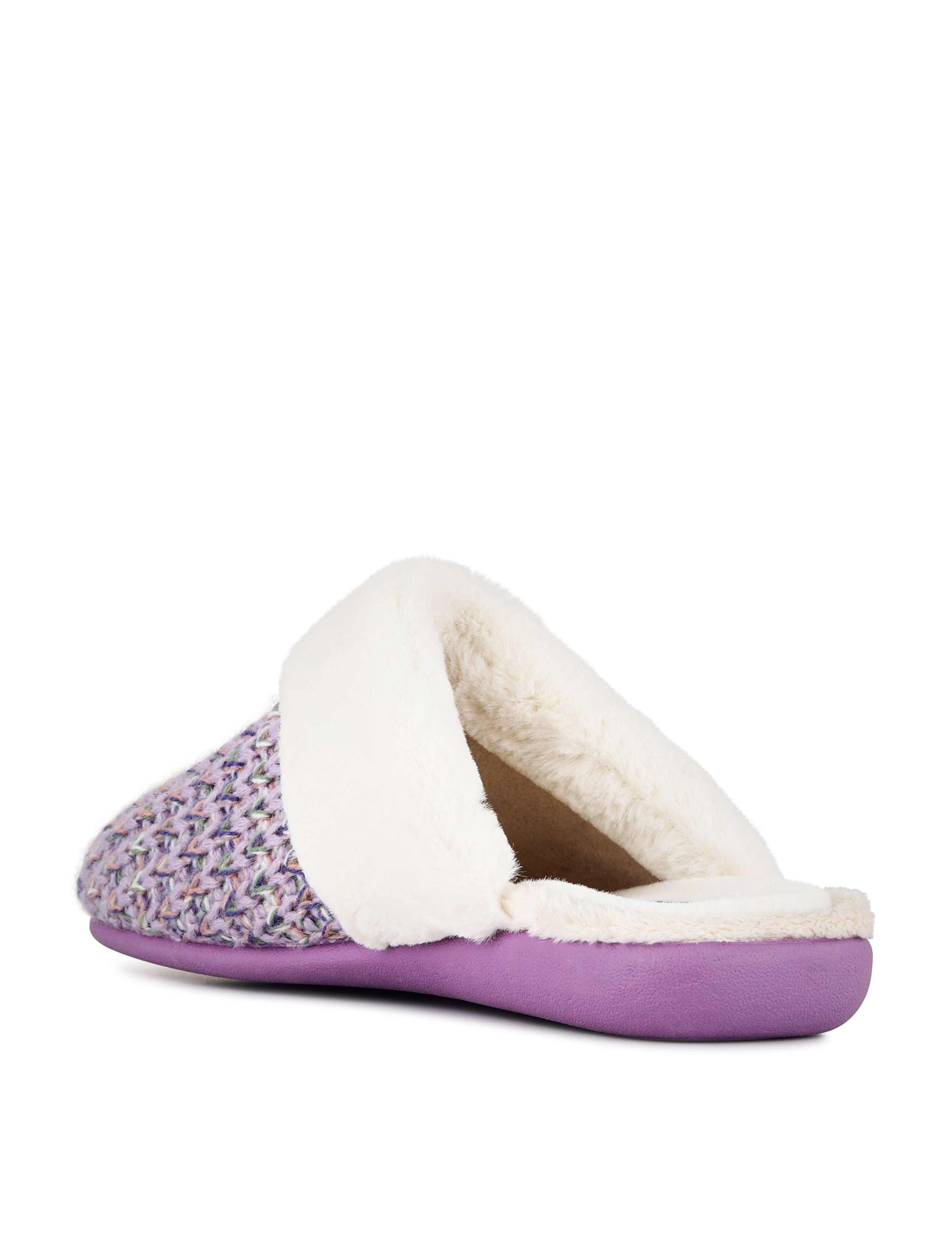 Knitted Faux Fur Cuff Mule Slippers 6 of 7