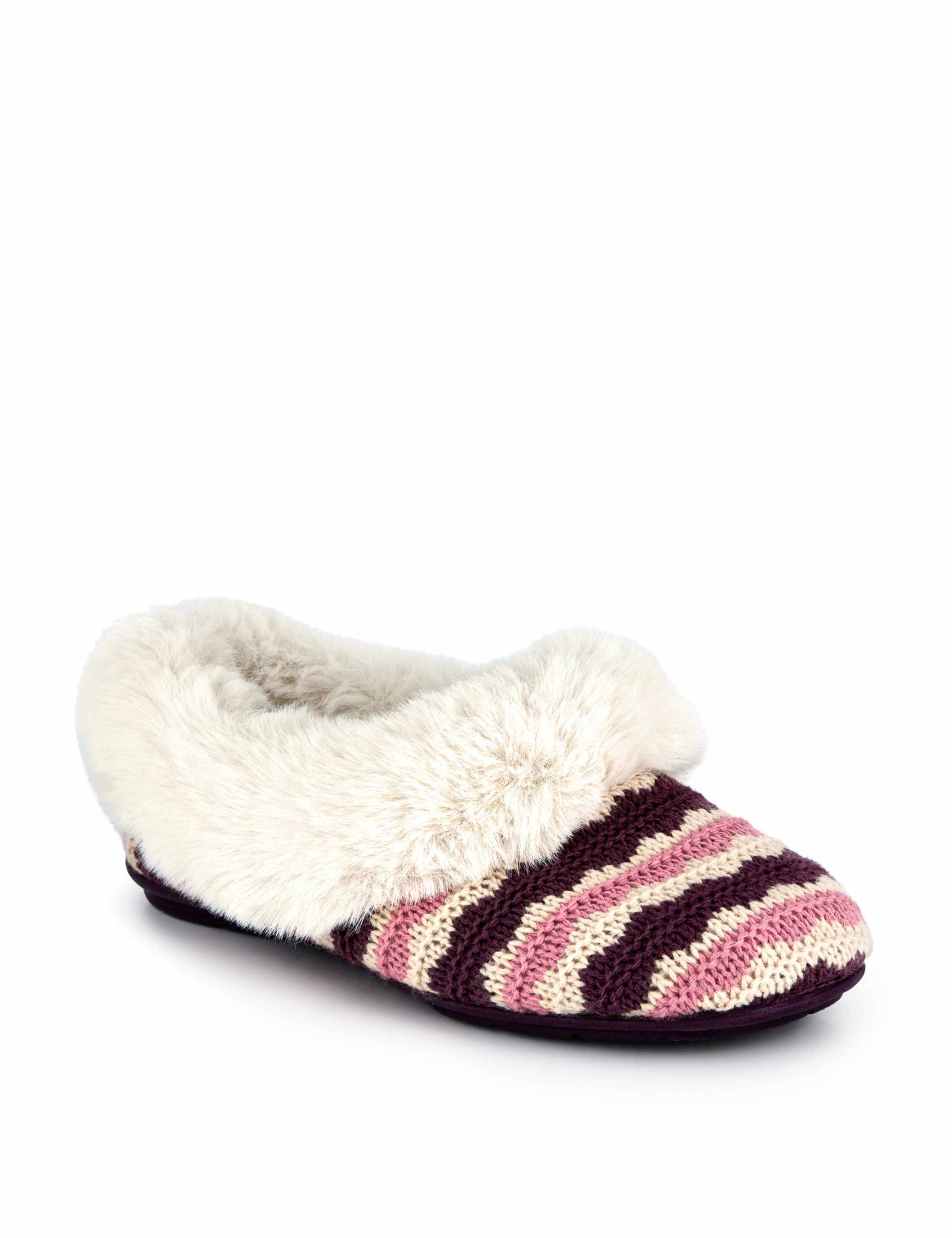 Knitted Faux Fur Cuff Mule Slippers 2 of 5