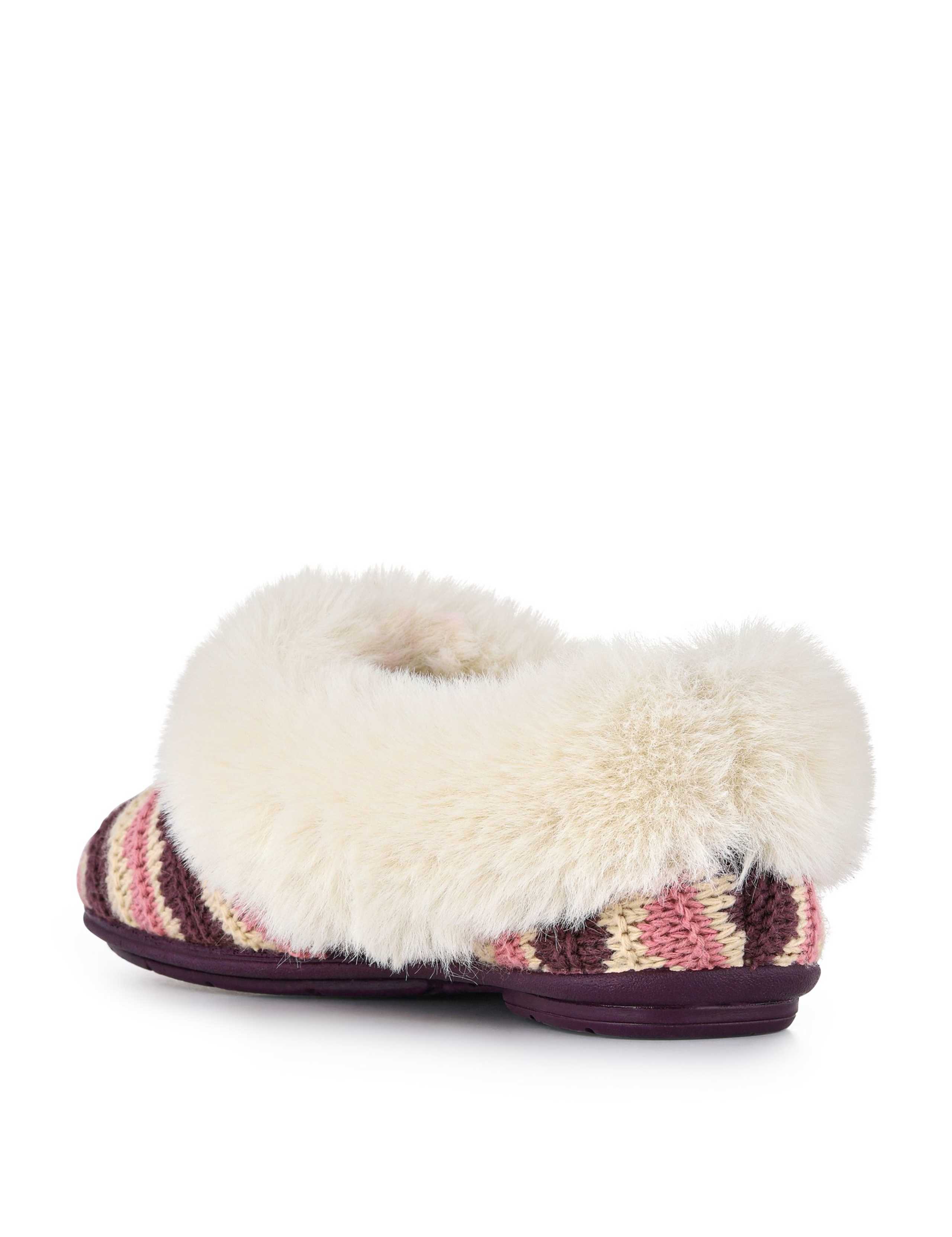 Knitted Faux Fur Cuff Mule Slippers 5 of 5
