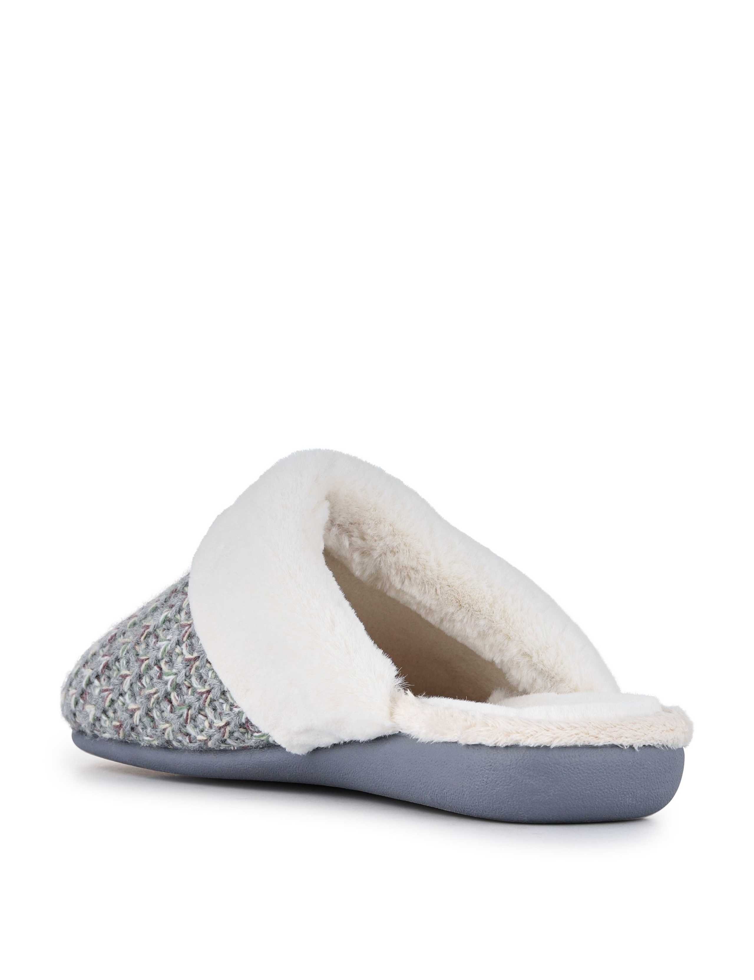 Knitted Faux Fur Cuff Mule Slippers 6 of 7