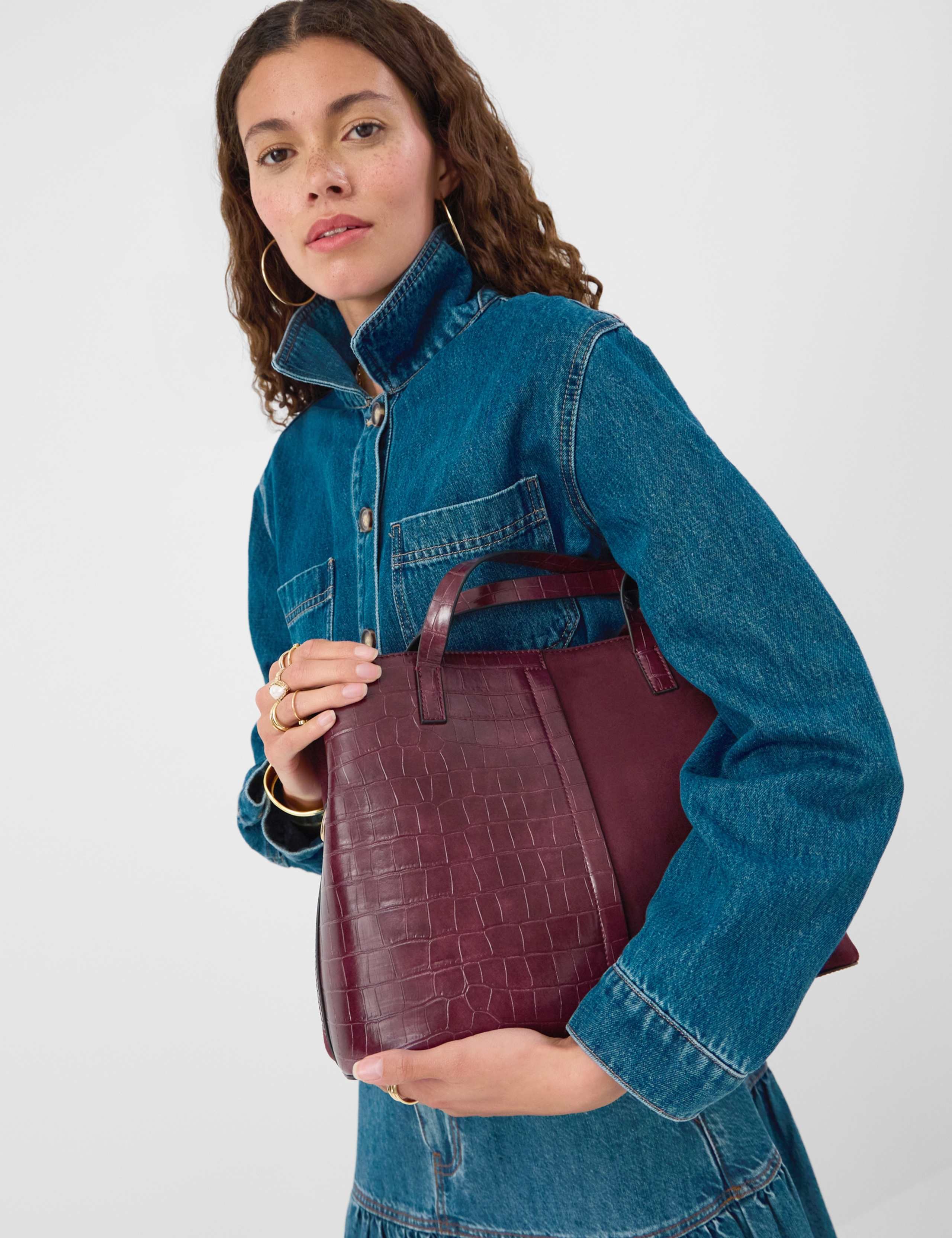Croc Effect Webbed Strap Shoulder Bag 3 of 5