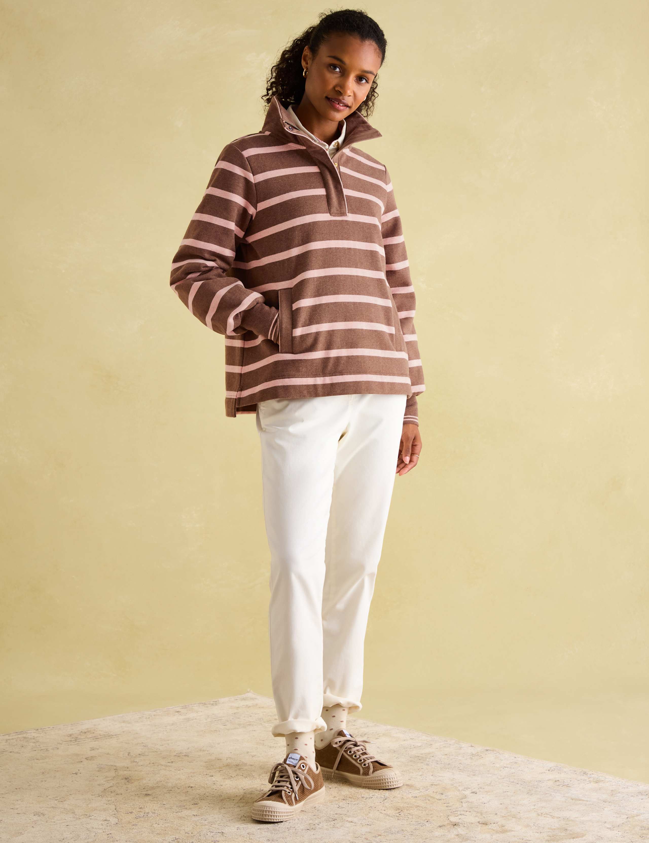 Pure Cotton Striped Half Zip Sweatshirt 3 of 8