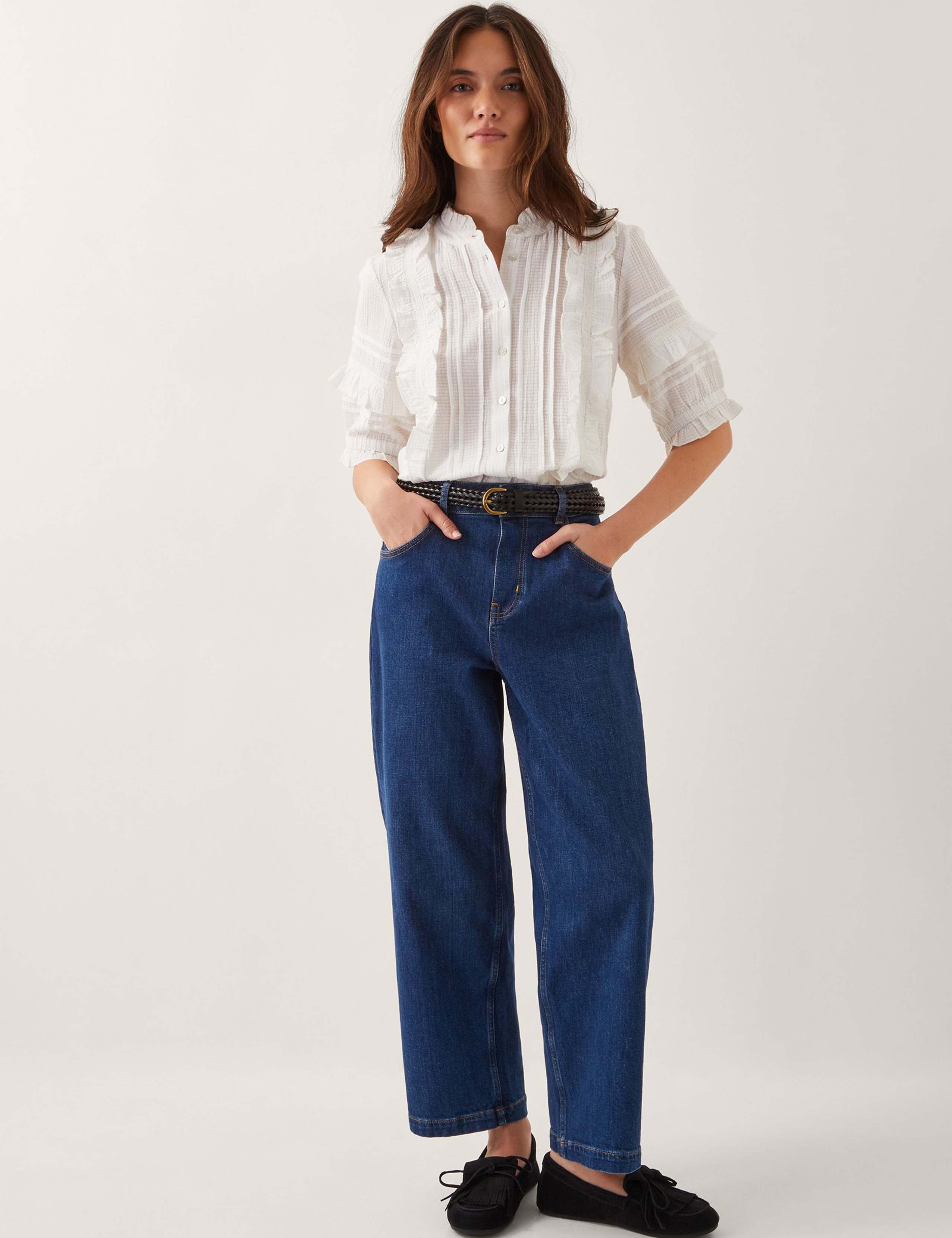 Pure Cotton Frill Detail Blouse 2 of 4