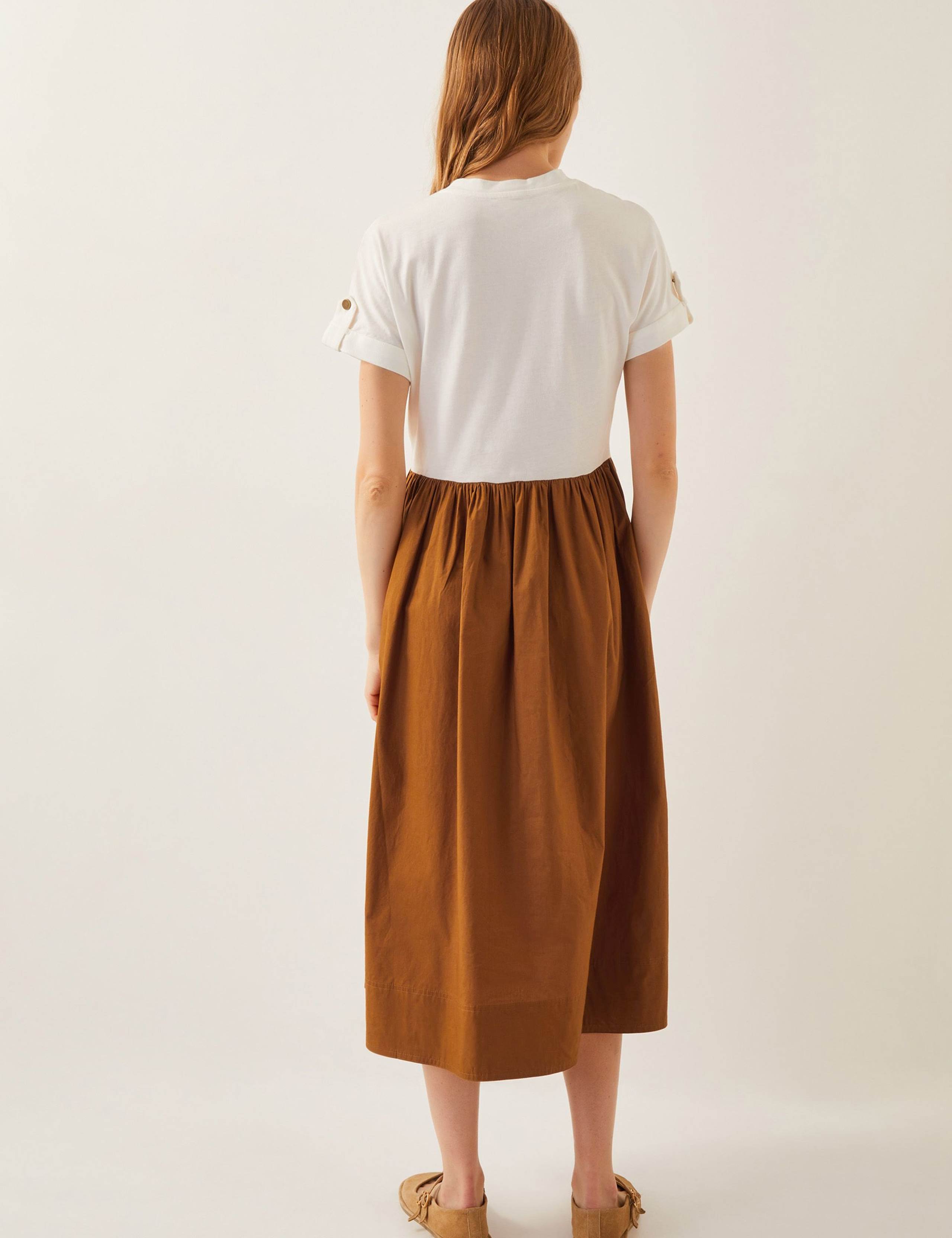 Pure Cotton Crew Neck Midi T-Shirt Dress 4 of 5