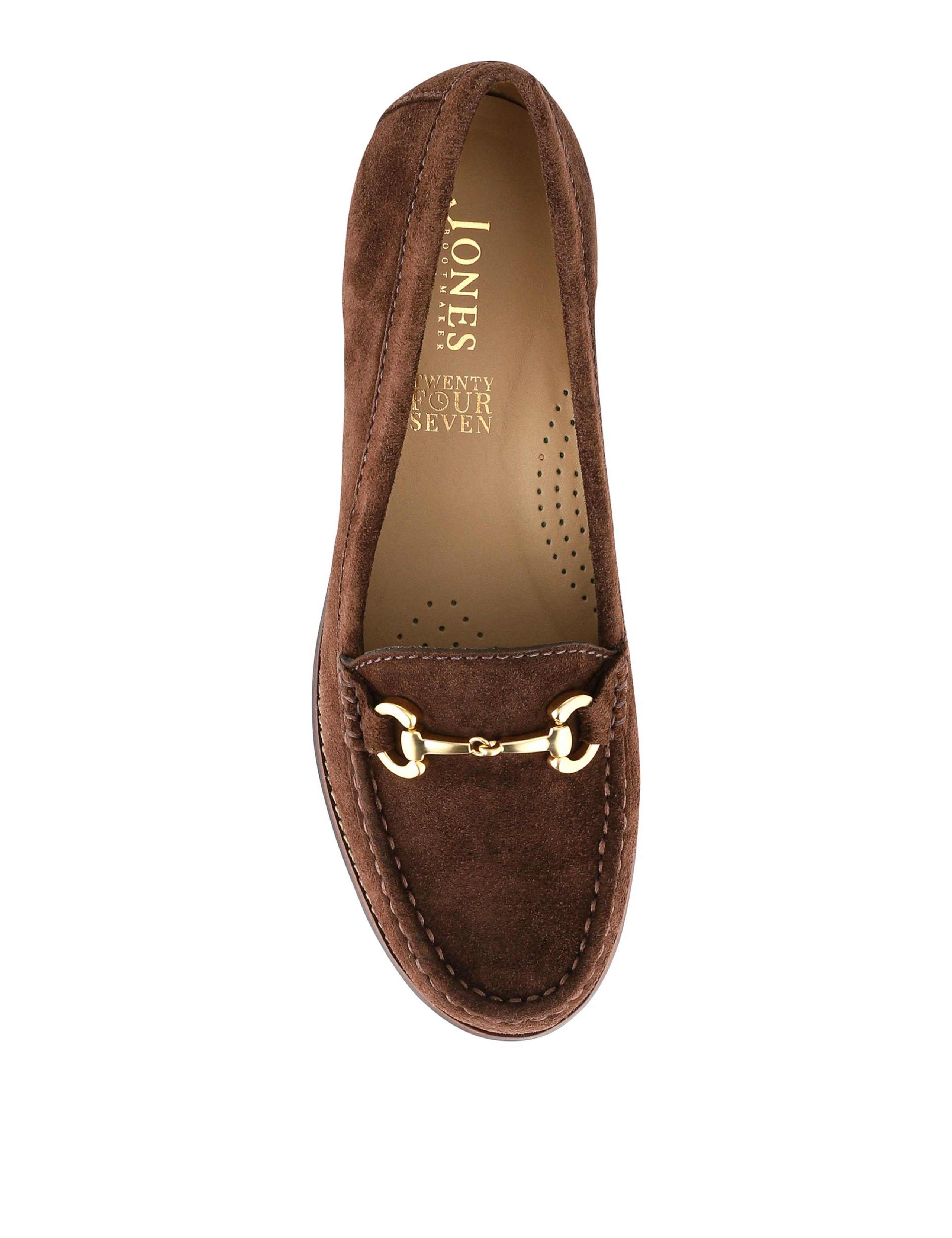 Wide Fit Suede Bar Trim Block Heel Loafers 3 of 6