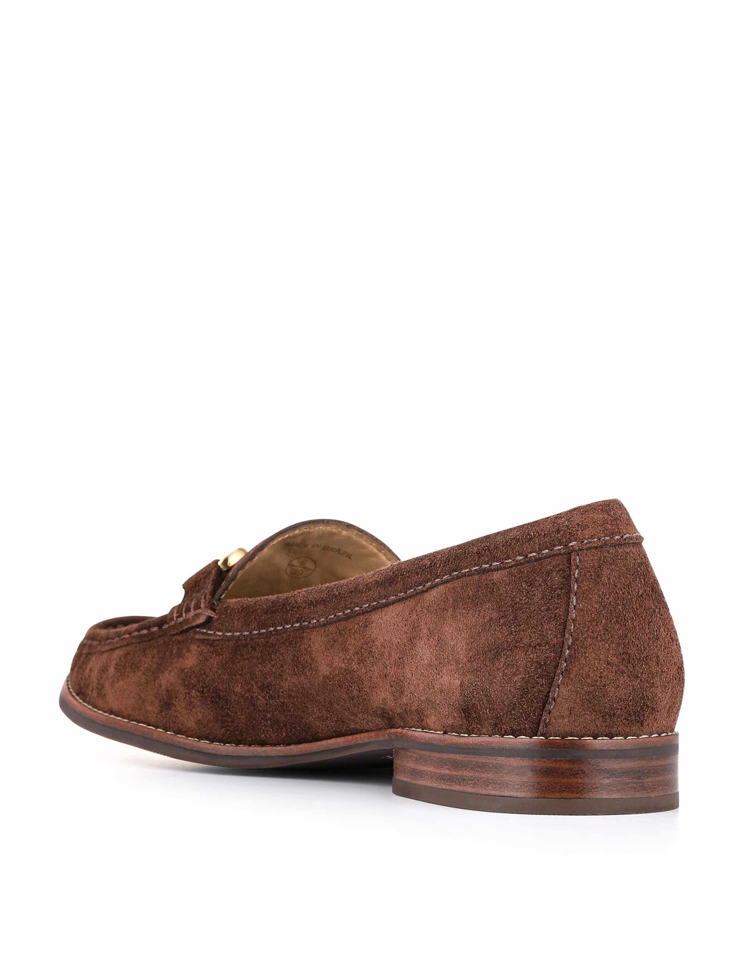 Wide Fit Suede Bar Trim Block Heel Loafers 5 of 6