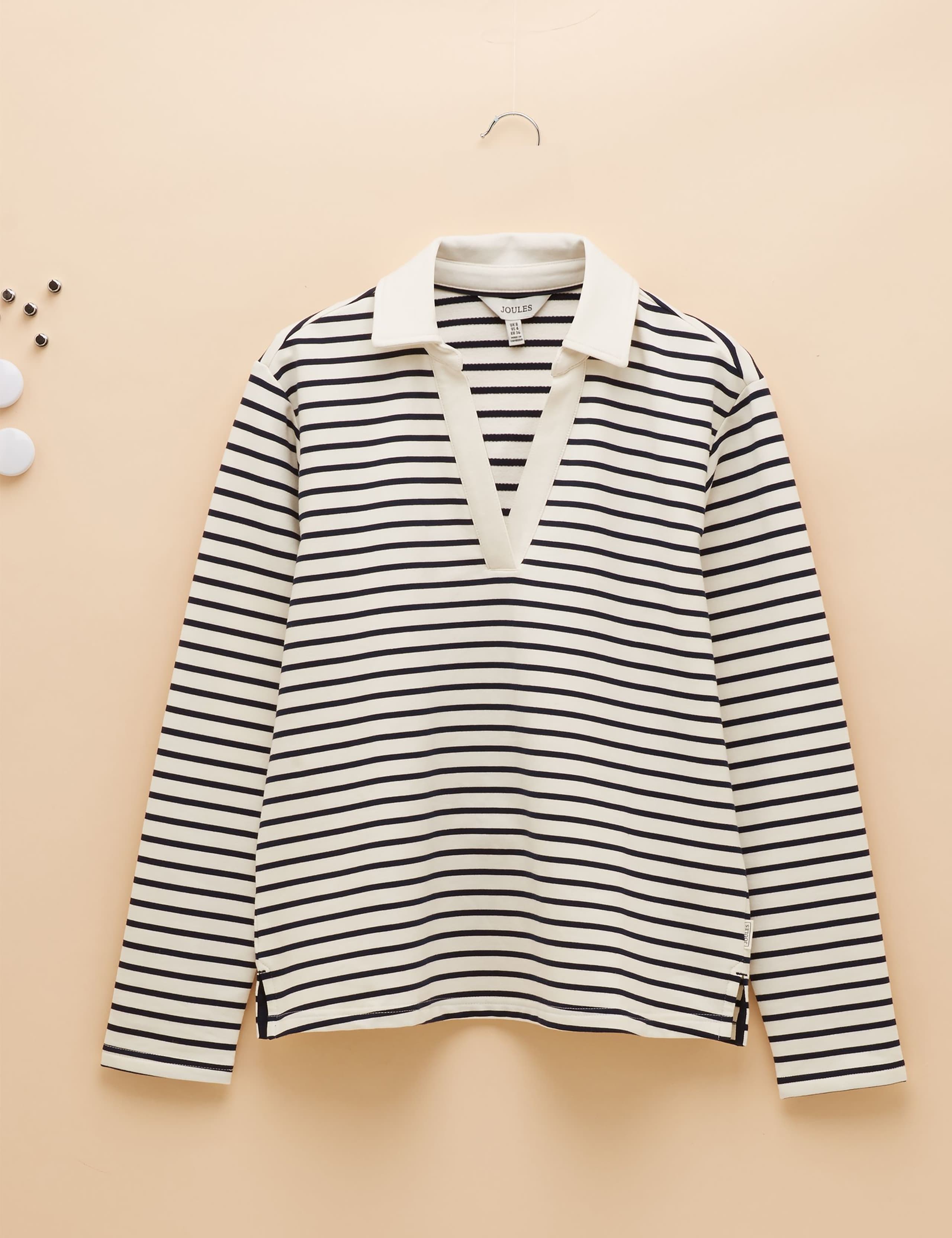 Cotton Rich Striped V-Neck Sweatshirt 2 of 6