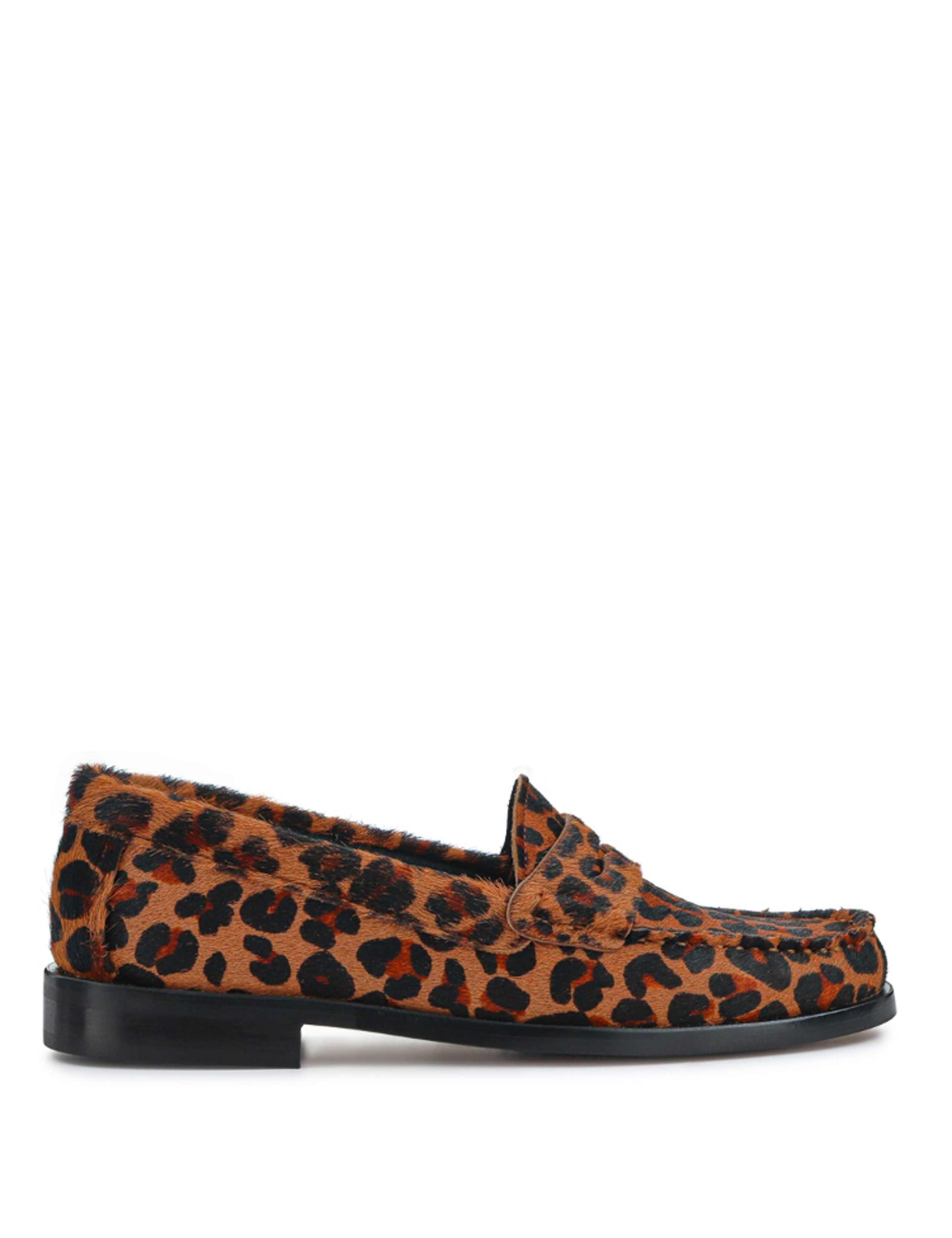 Leather Leopard Print Flat Moccasins 2 of 7