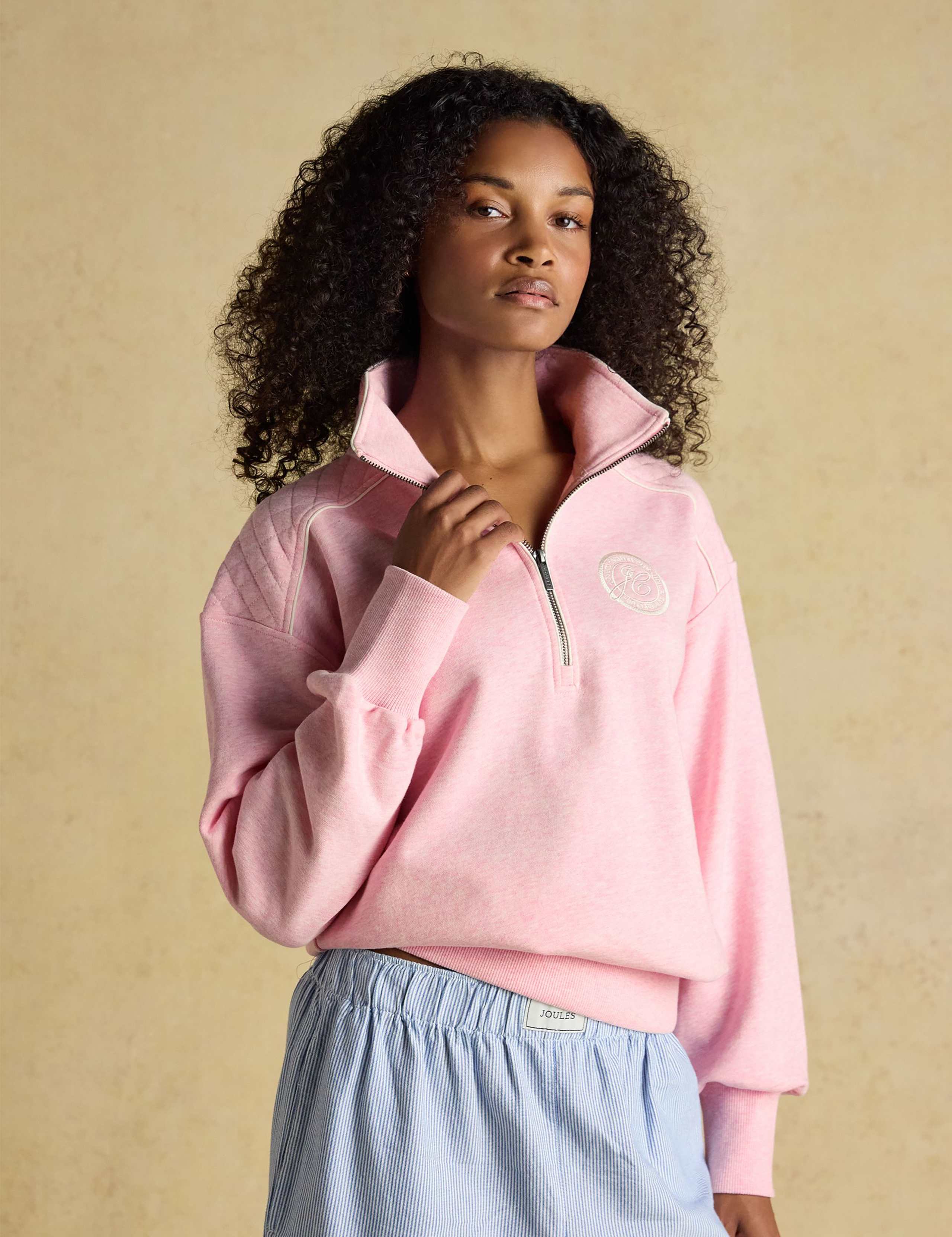 Pure Cotton Funnel Neck Half Zip Sweatshirt 1 of 7