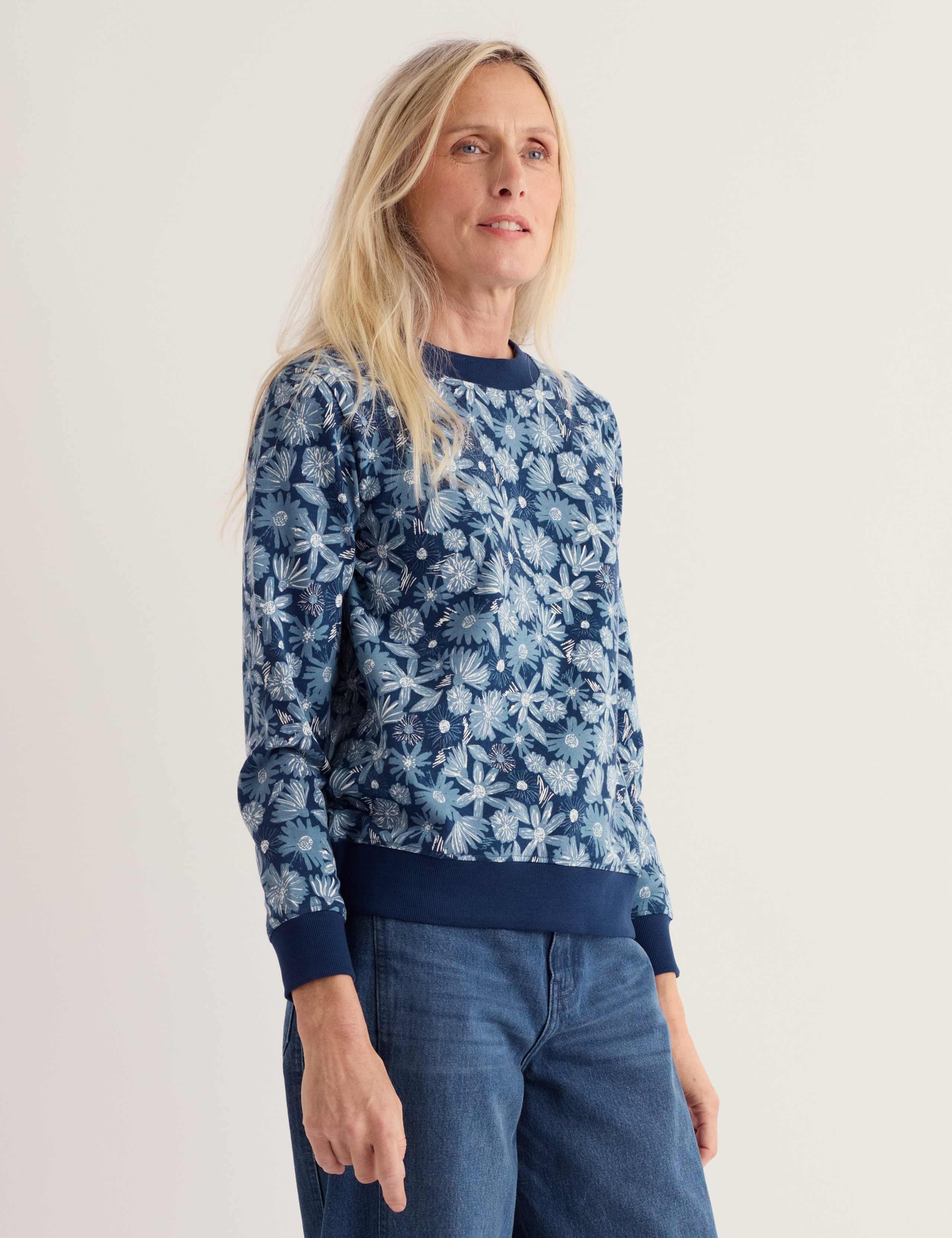 Pure Cotton Floral Relaxed Sweatshirt 5 of 5