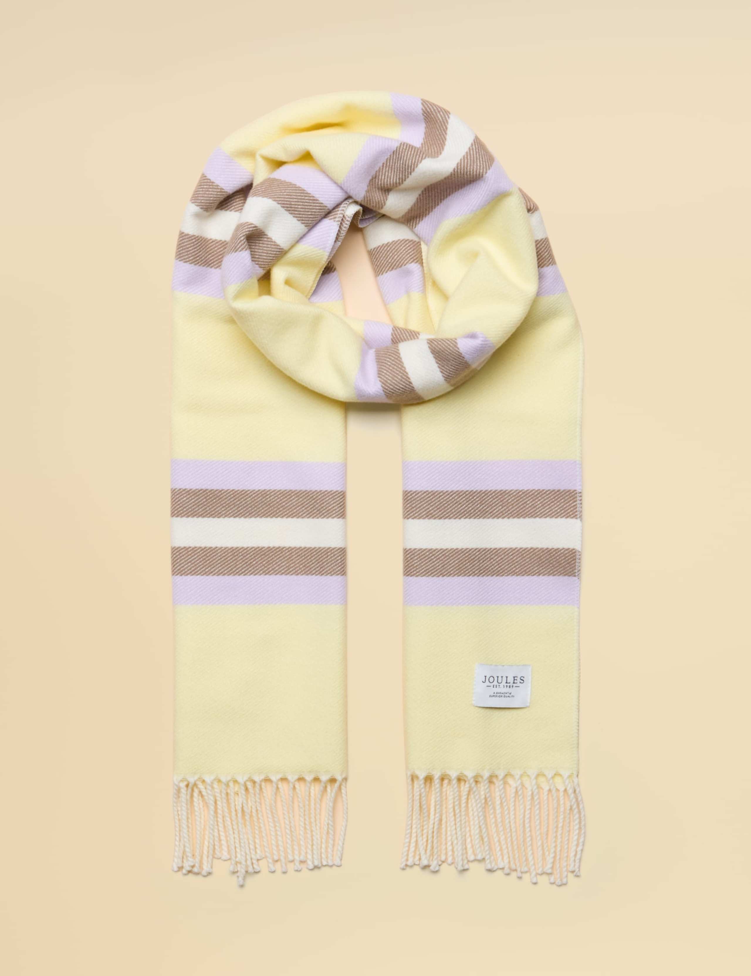 Knitted Striped Oversized Tassel Scarf 5 of 6