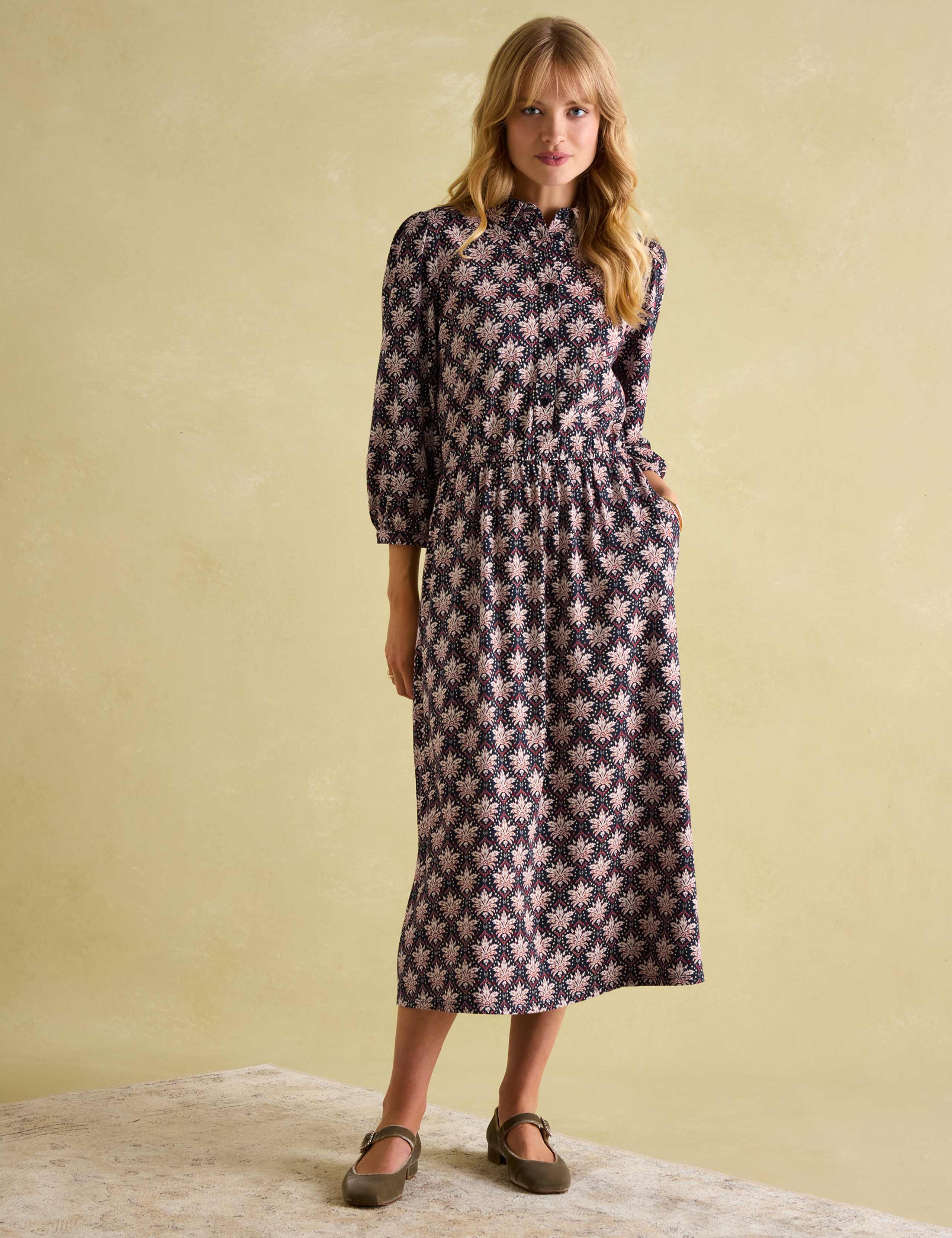 Jersey Printed Midi Waisted Dress 1 of 6