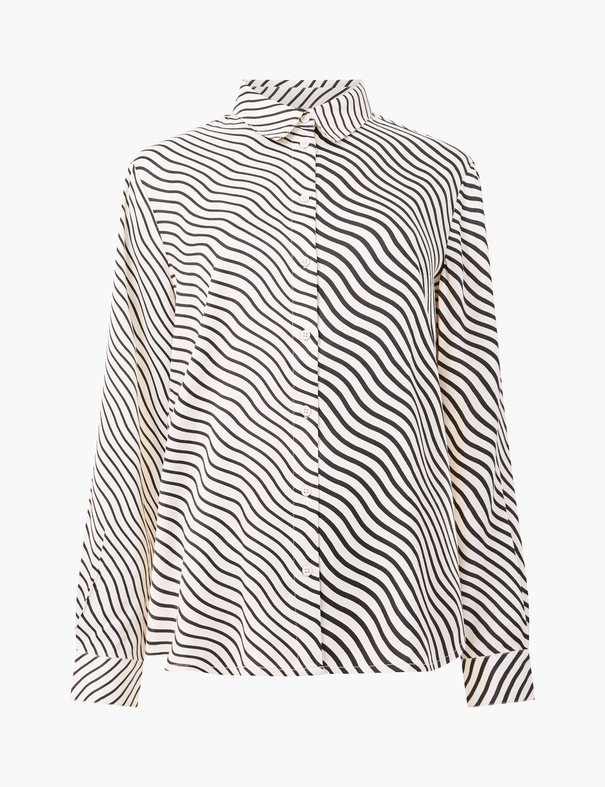 Satin Striped Collared Button Through Shirt 2 of 3