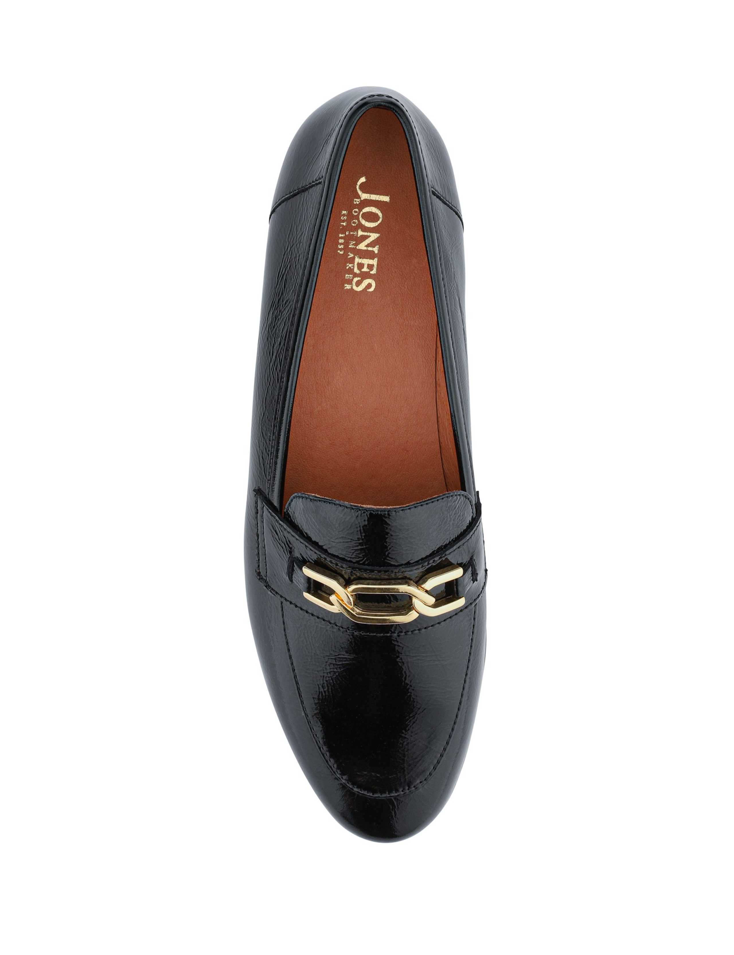 Leather Bar Trim Block Heel Loafers 3 of 6