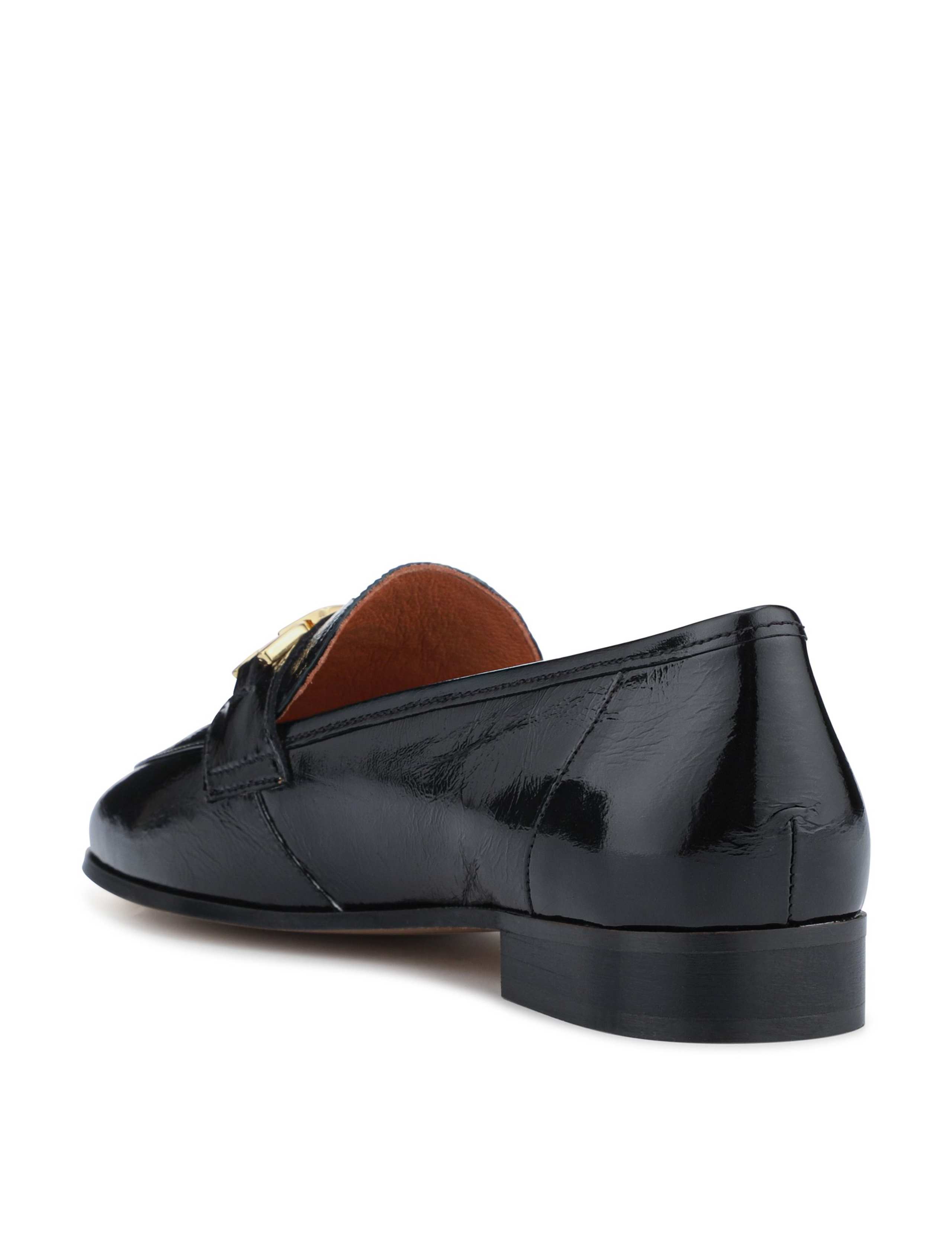 Leather Bar Trim Block Heel Loafers 5 of 6