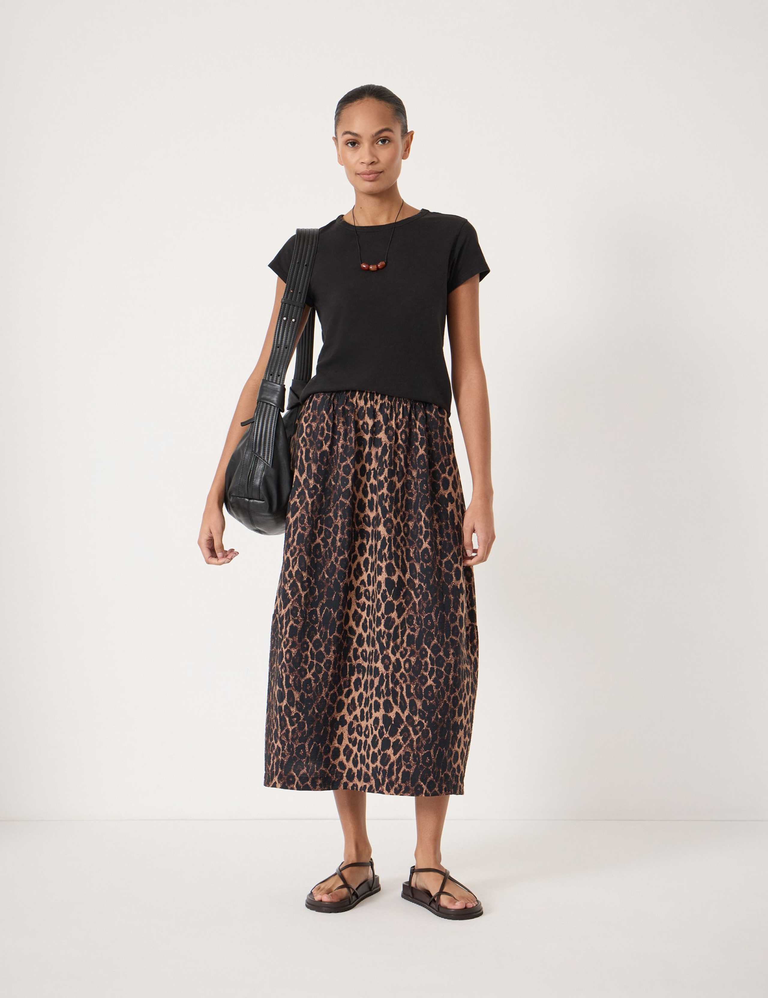 Animal Print Midi A-Line Skirt 1 of 5