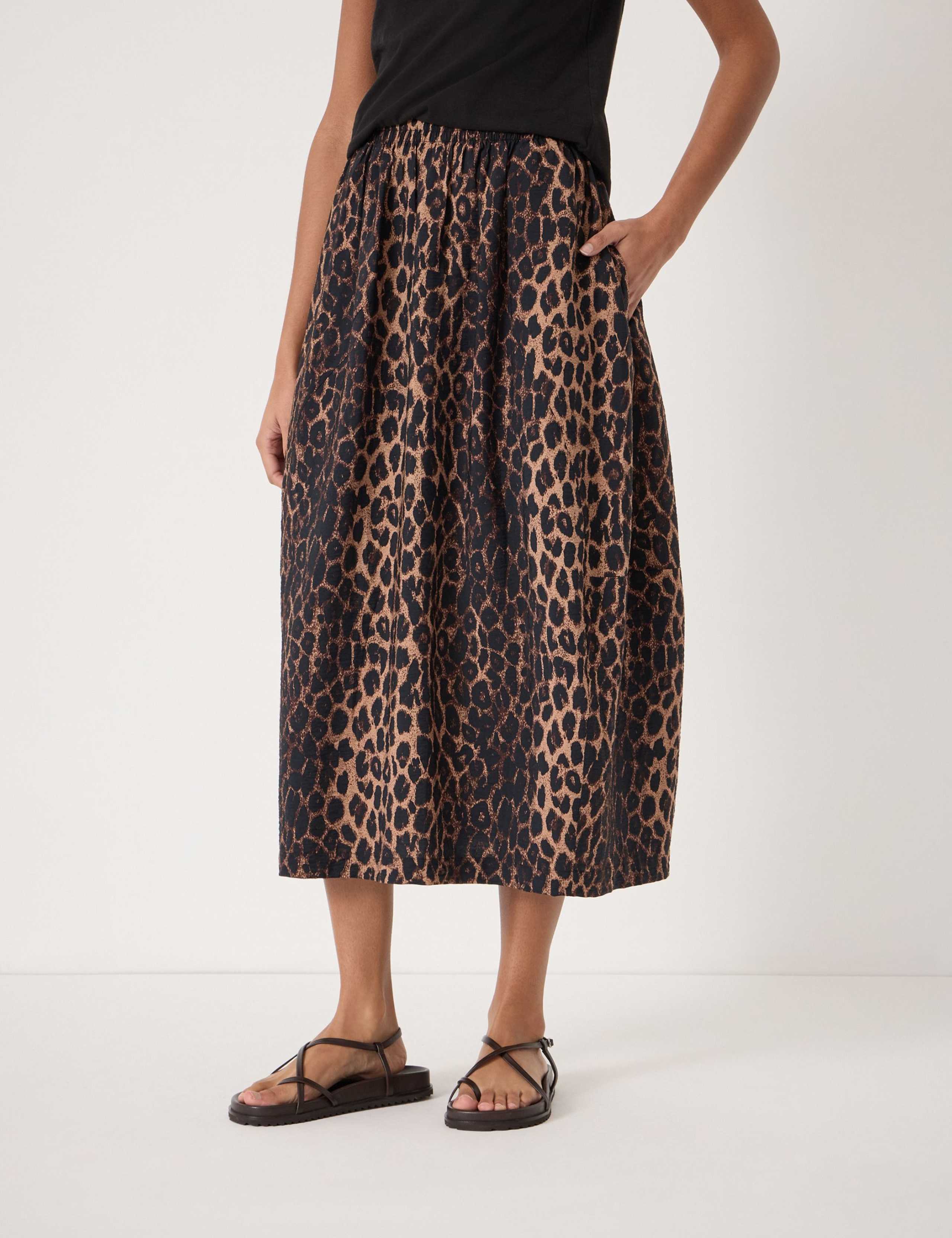 Animal Print Midi A-Line Skirt 3 of 5