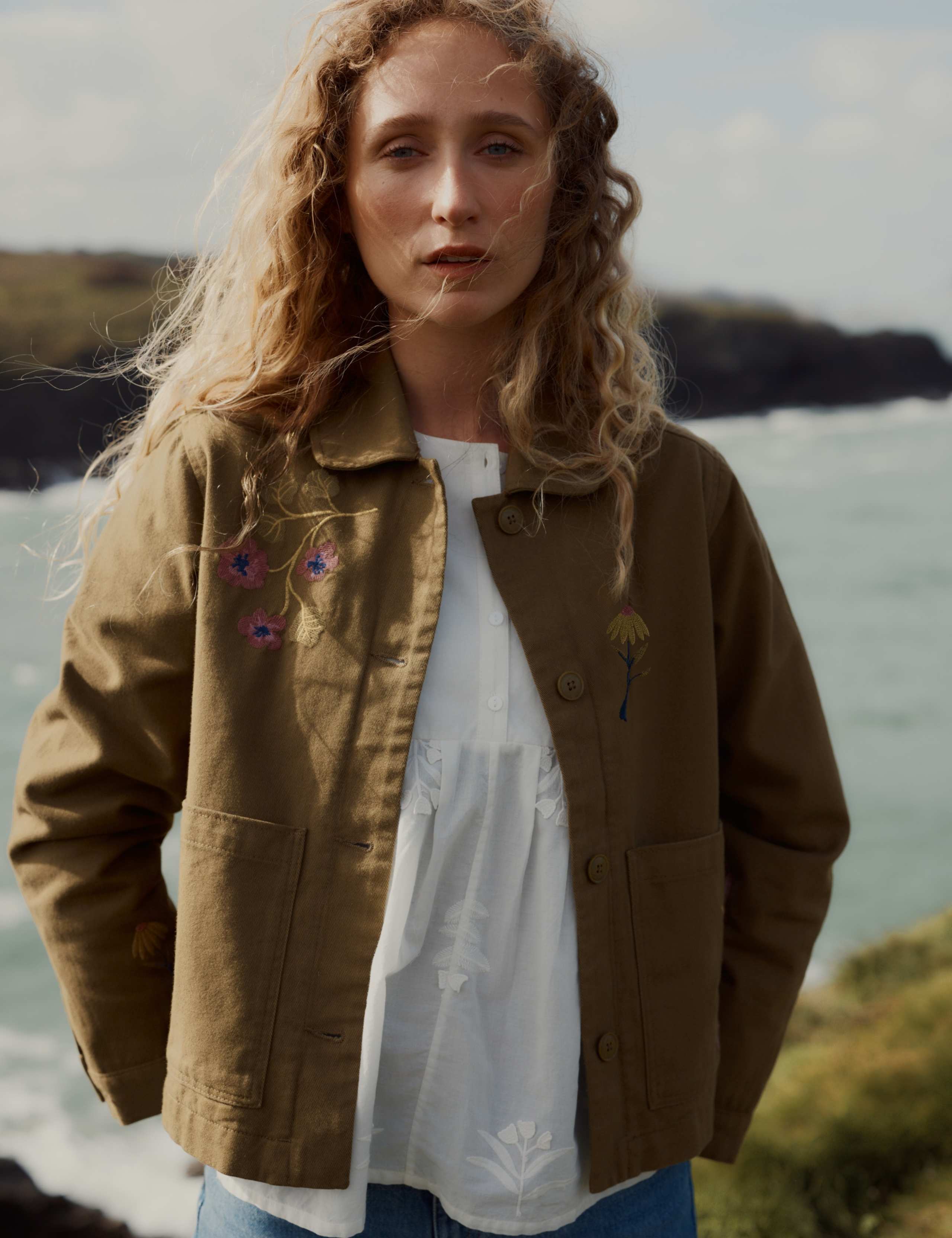 Pure Cotton Embroidered Utility Jacket 1 of 6