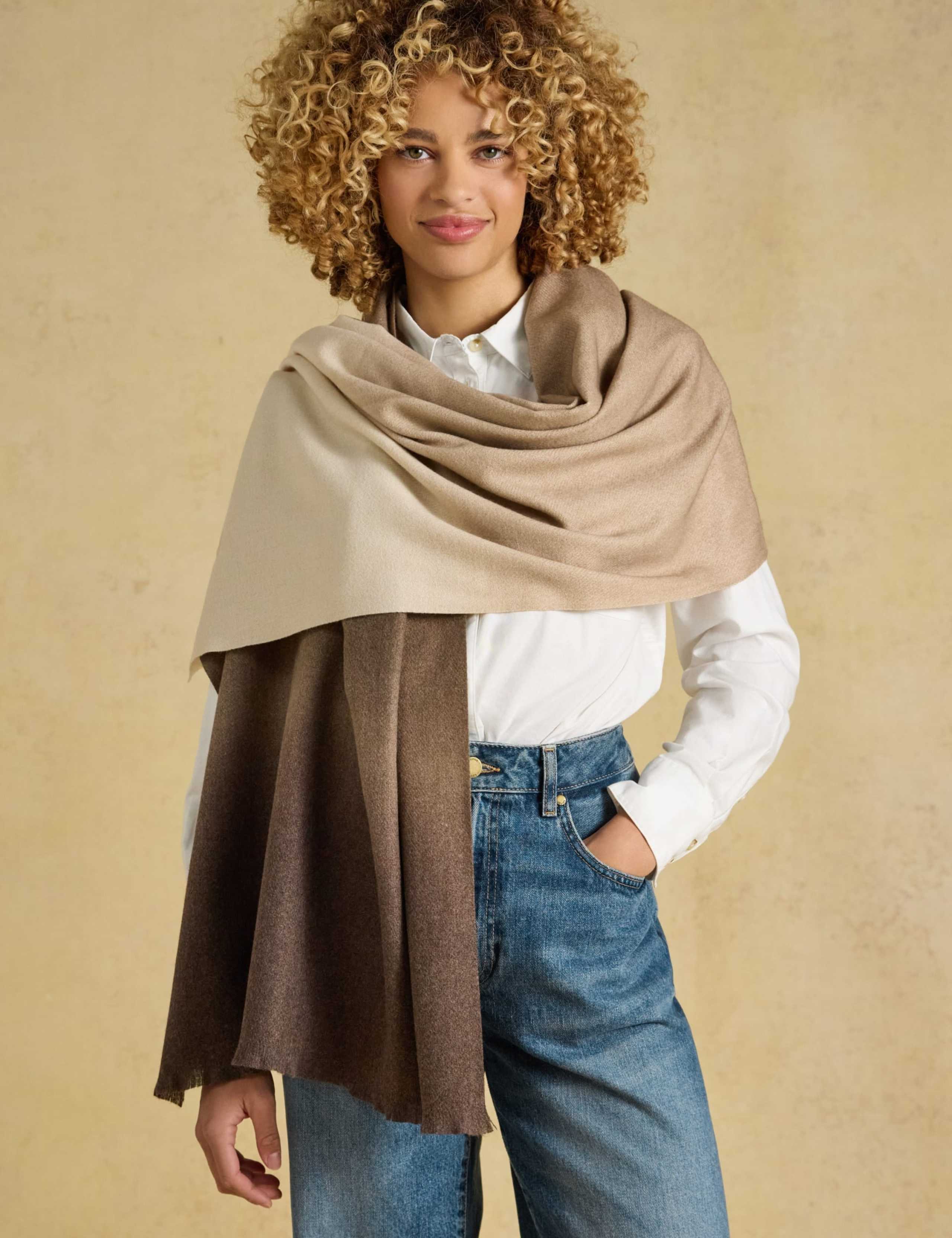 Ombre Fringed Wrap Around Scarf 1 of 7