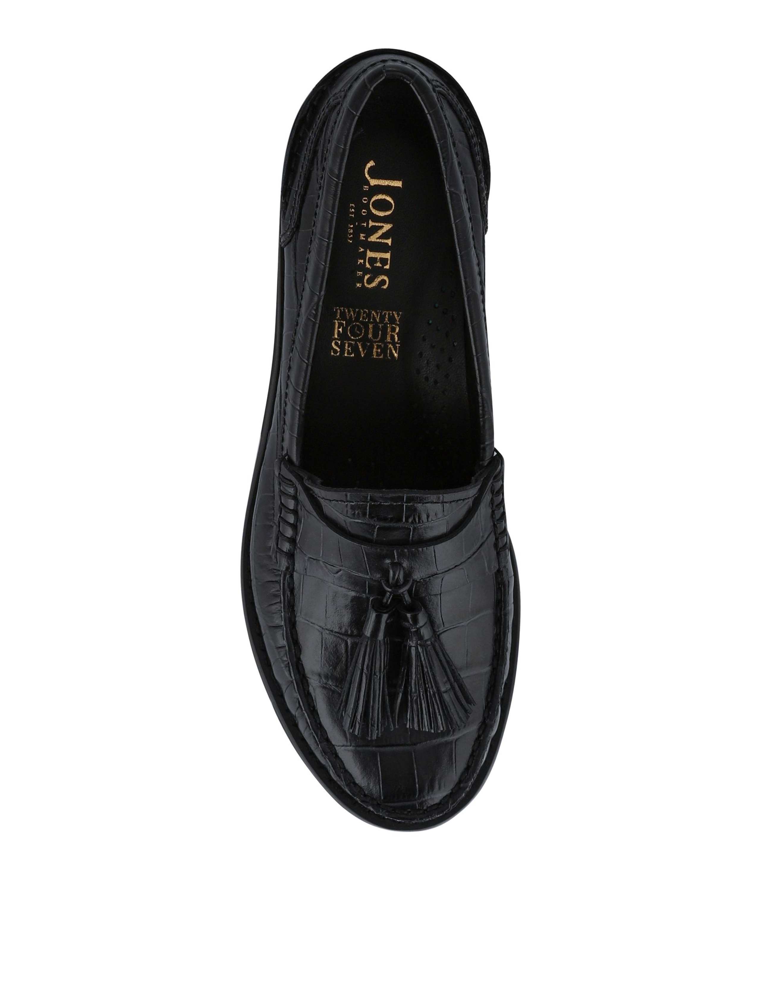 Leather Croc Tassel Block Heel Loafers 4 of 6