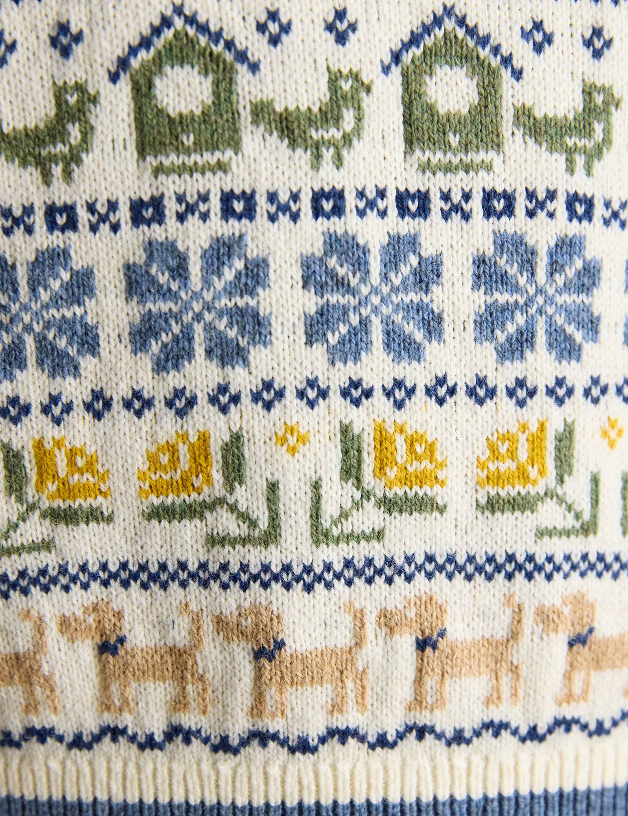 Cotton Rich Intarsia Knitted Vest with Wool 9 of 9