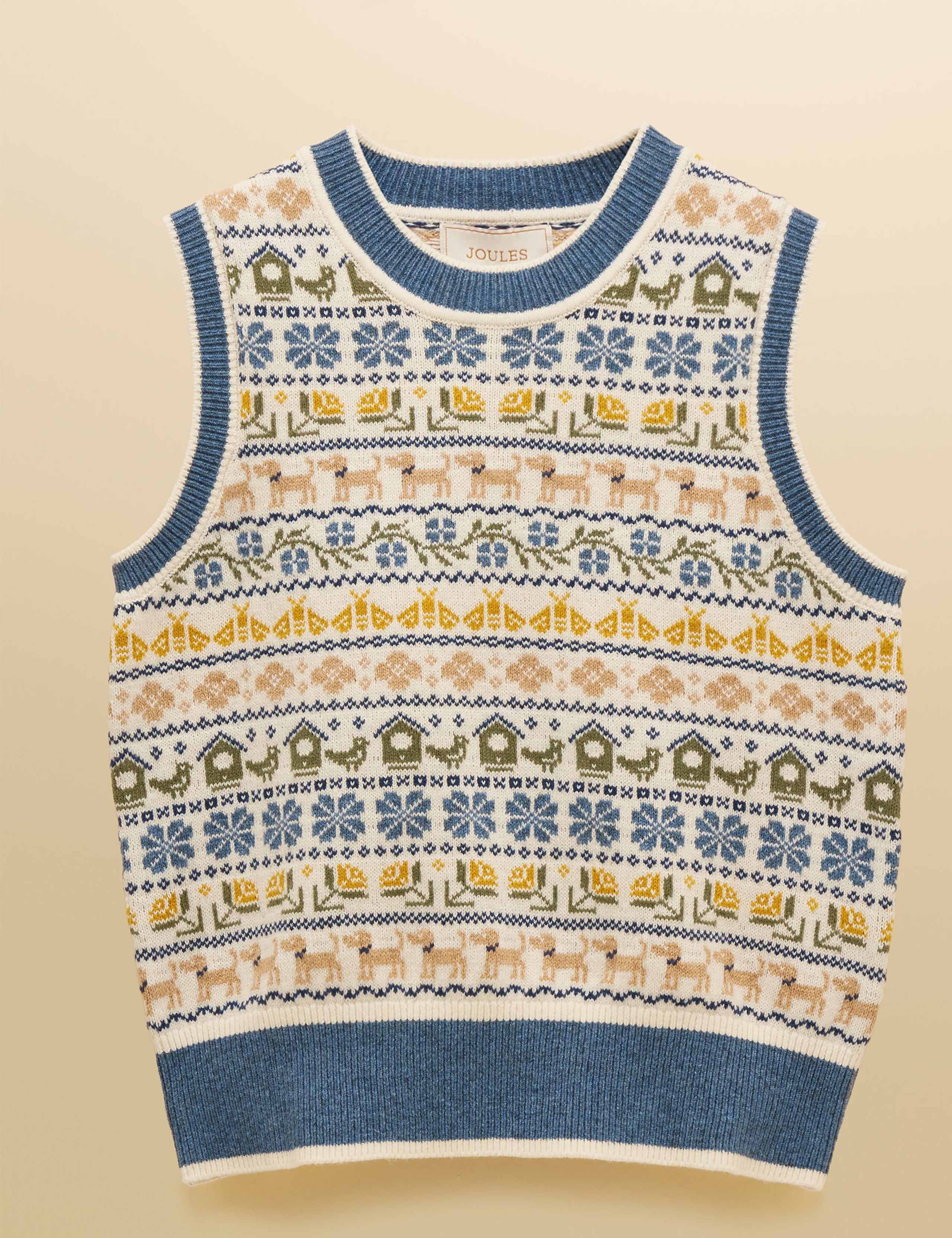 Cotton Rich Intarsia Knitted Vest with Wool 2 of 9