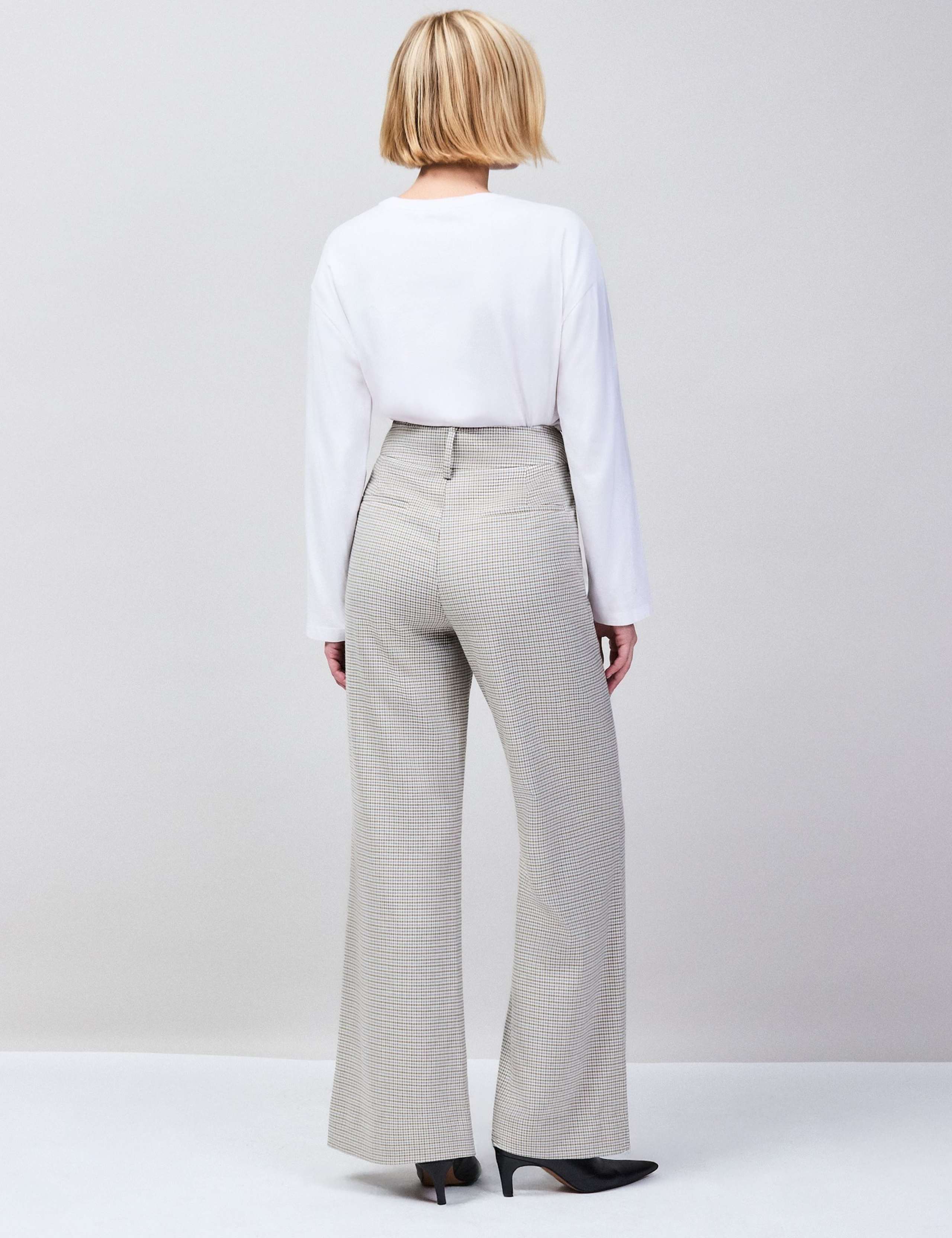 Dogtooth Wide Leg Flared Trousers 6 of 8