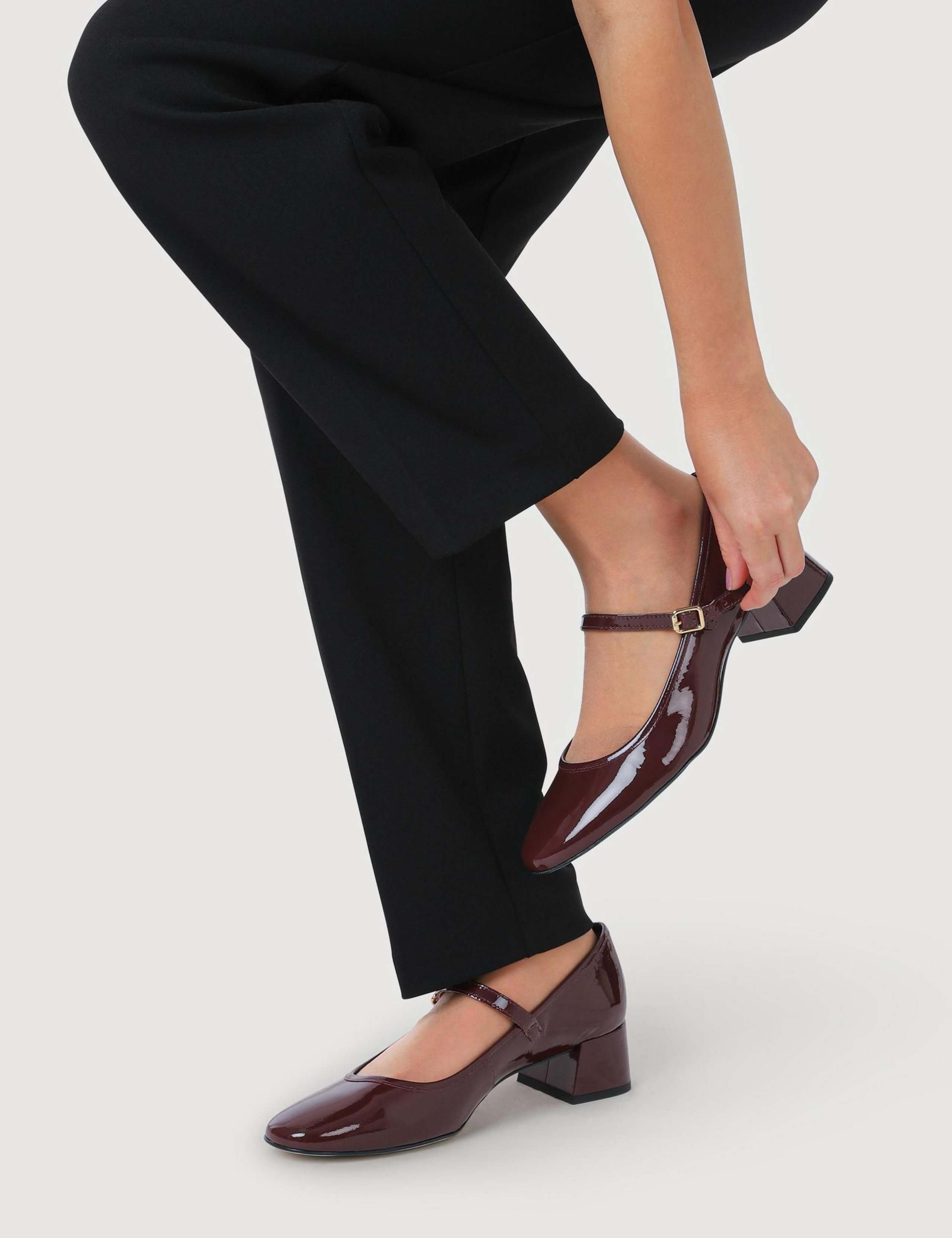 Leather Patent Block Heel Mary Jane Shoes 1 of 7