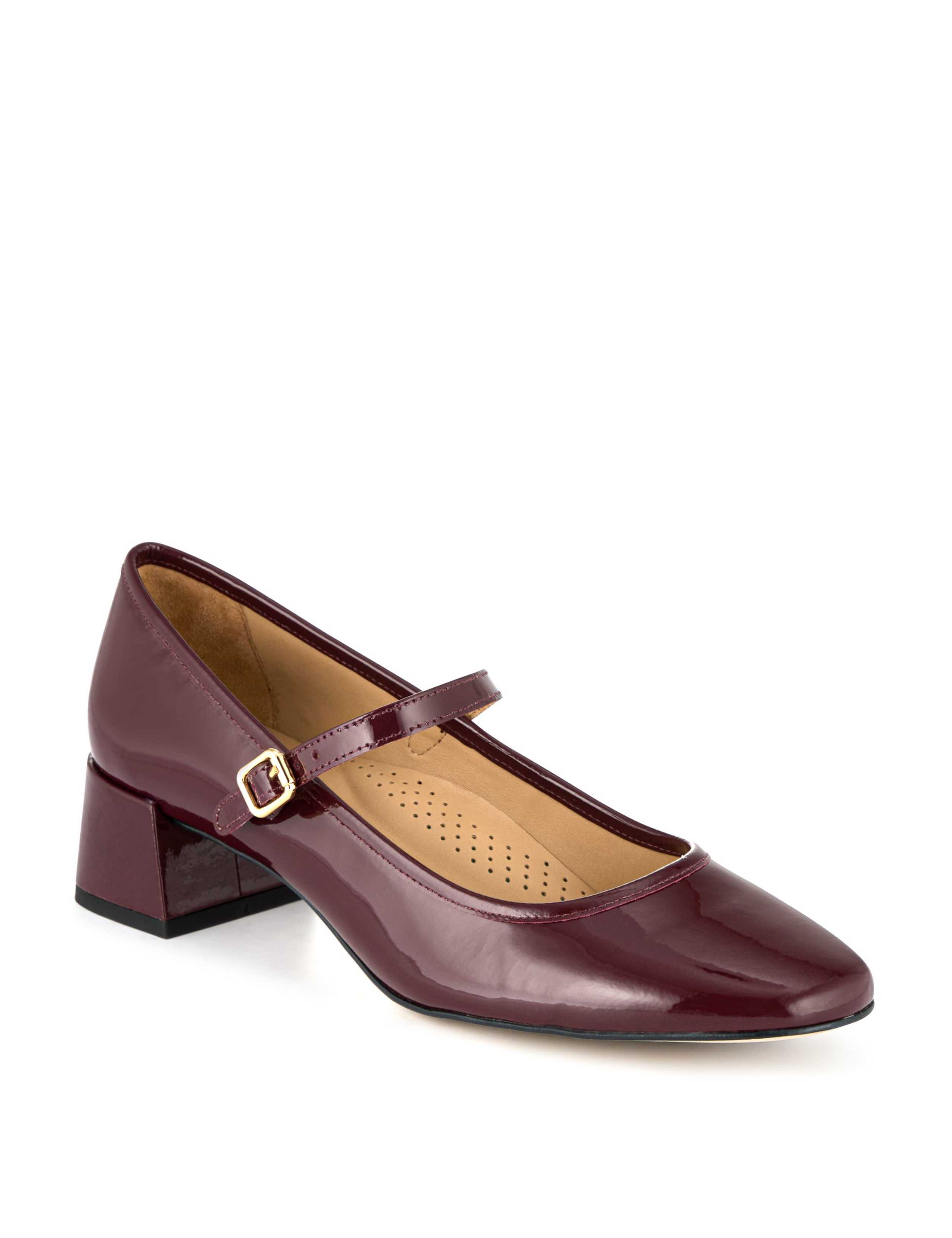 Leather Patent Block Heel Mary Jane Shoes 3 of 7