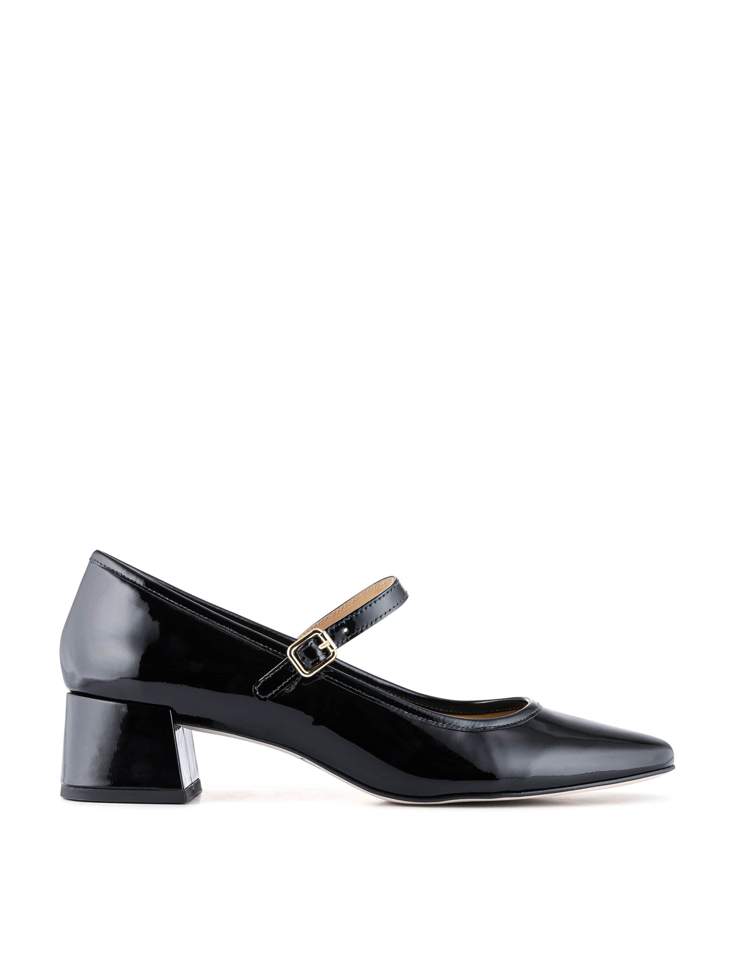 Leather Patent Block Heel Mary Jane Shoes 2 of 8