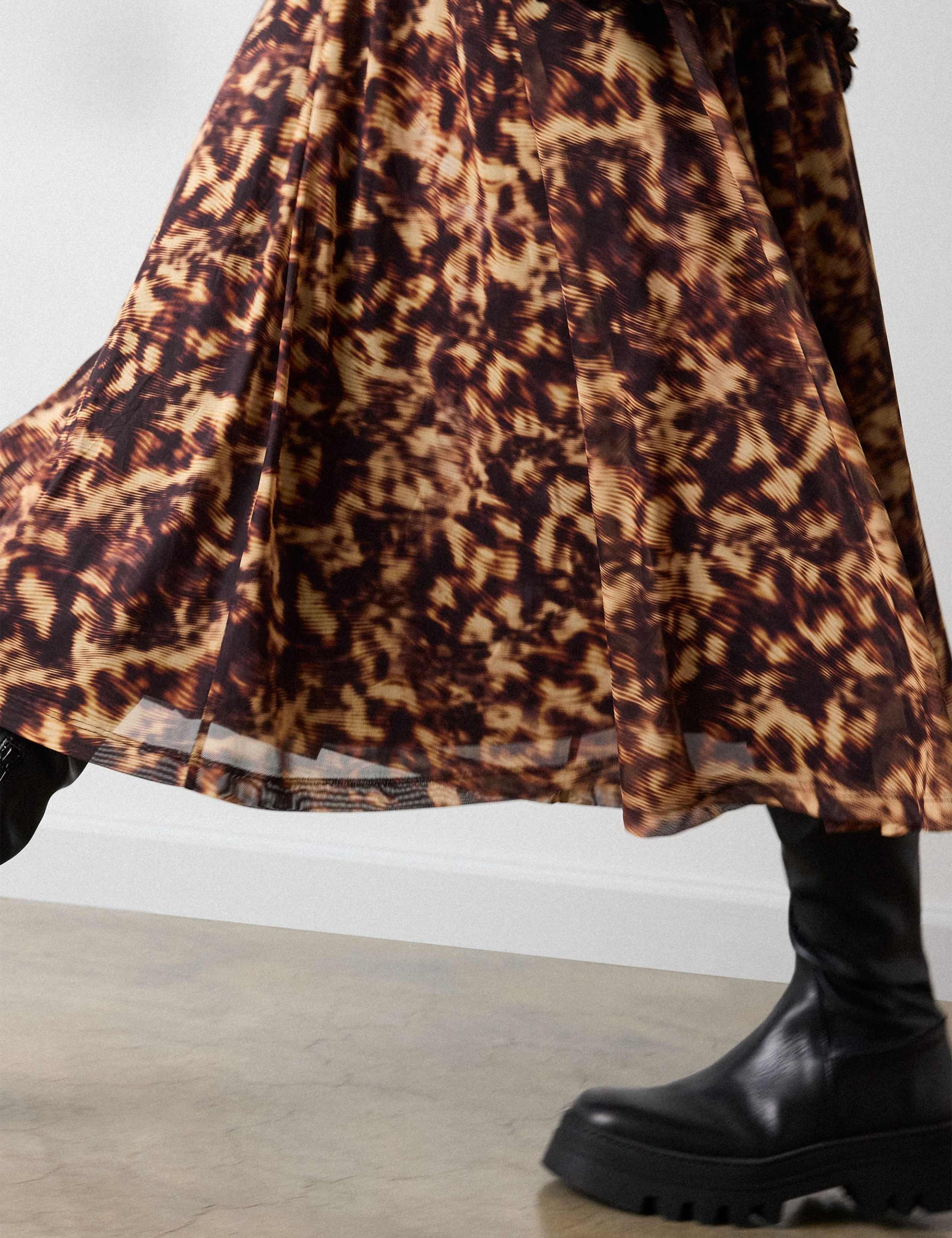 Mesh Animal Print Zip Up Midi Dress 6 of 6