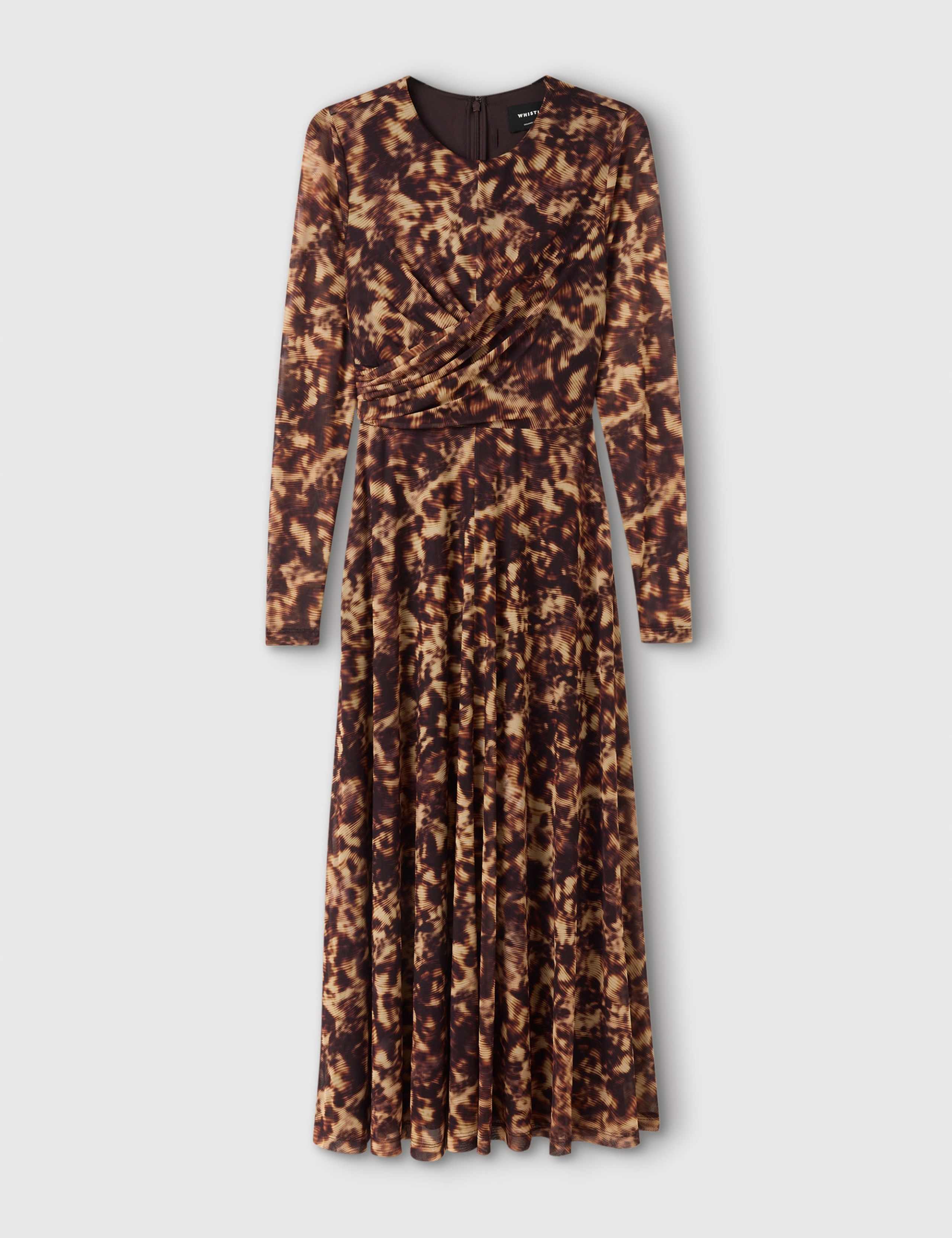 Mesh Animal Print Zip Up Midi Dress 2 of 6
