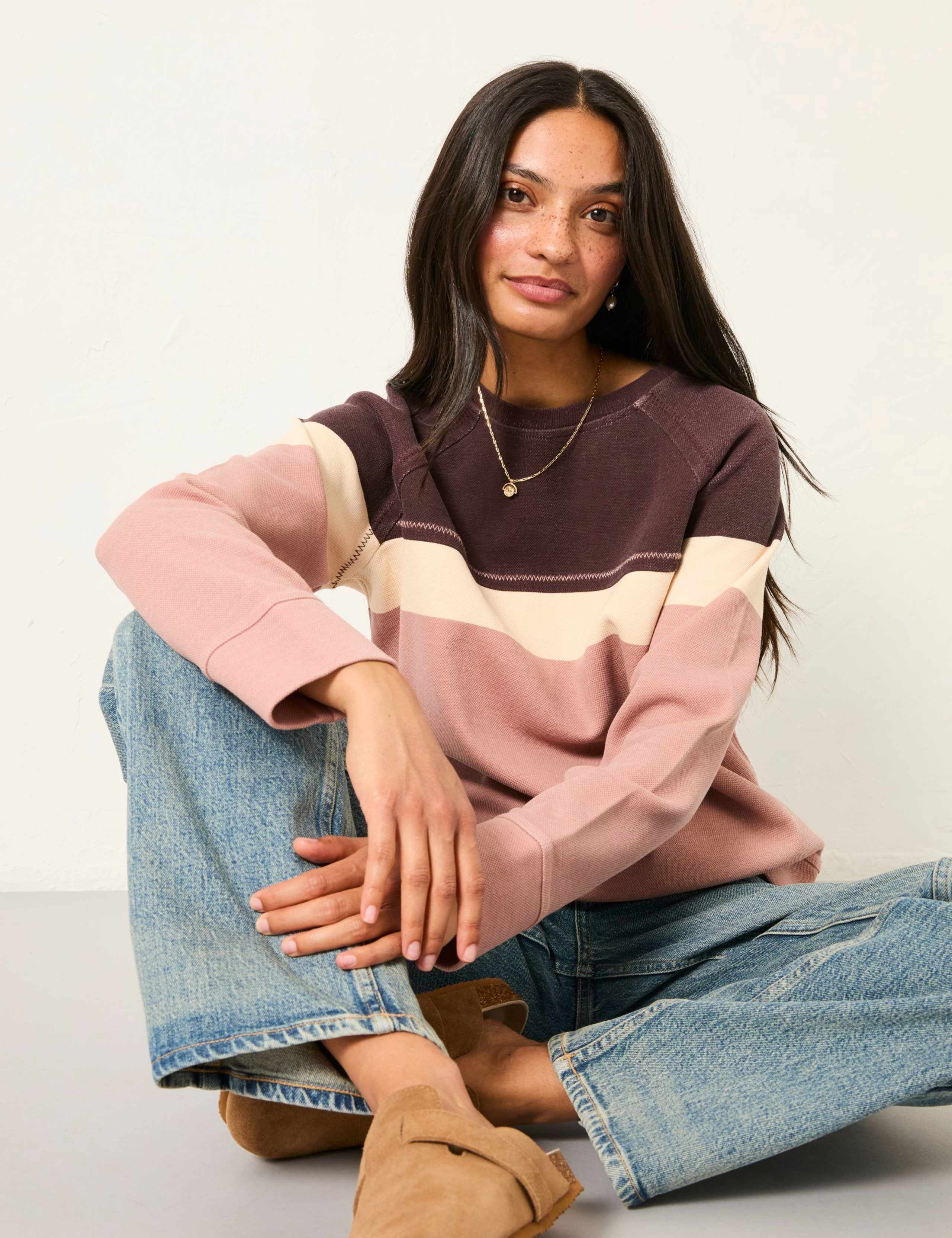 Pure Cotton Colour Block Textured Sweatshirt 6 of 6