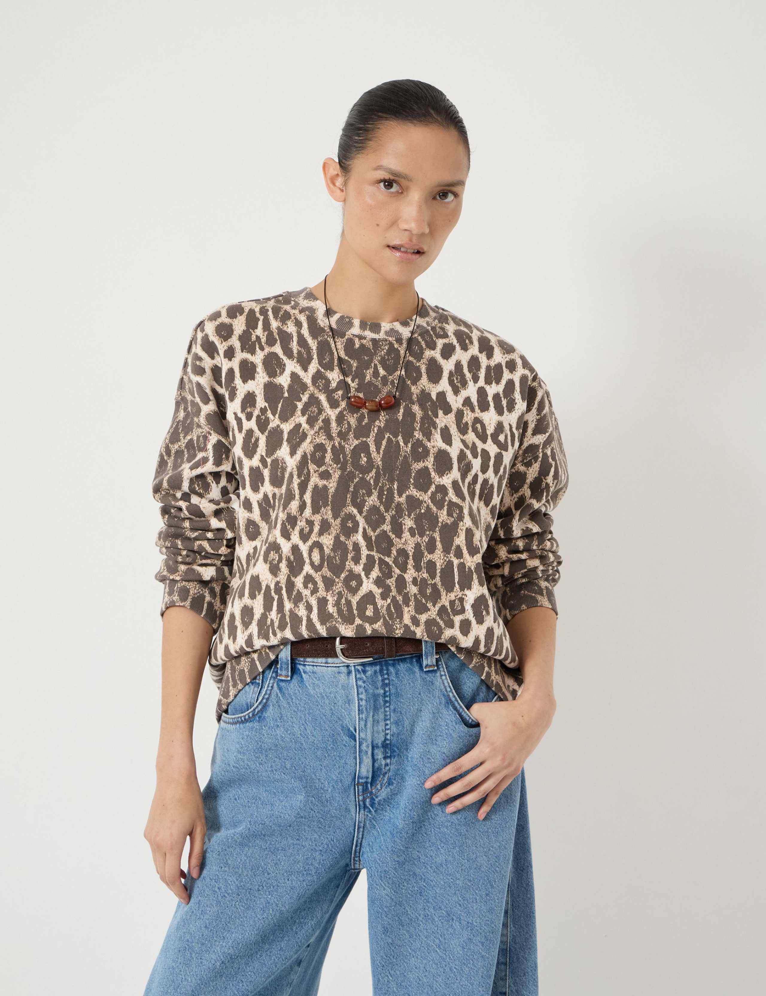 Pure Cotton Leopard Print Sweatshirt 1 of 3